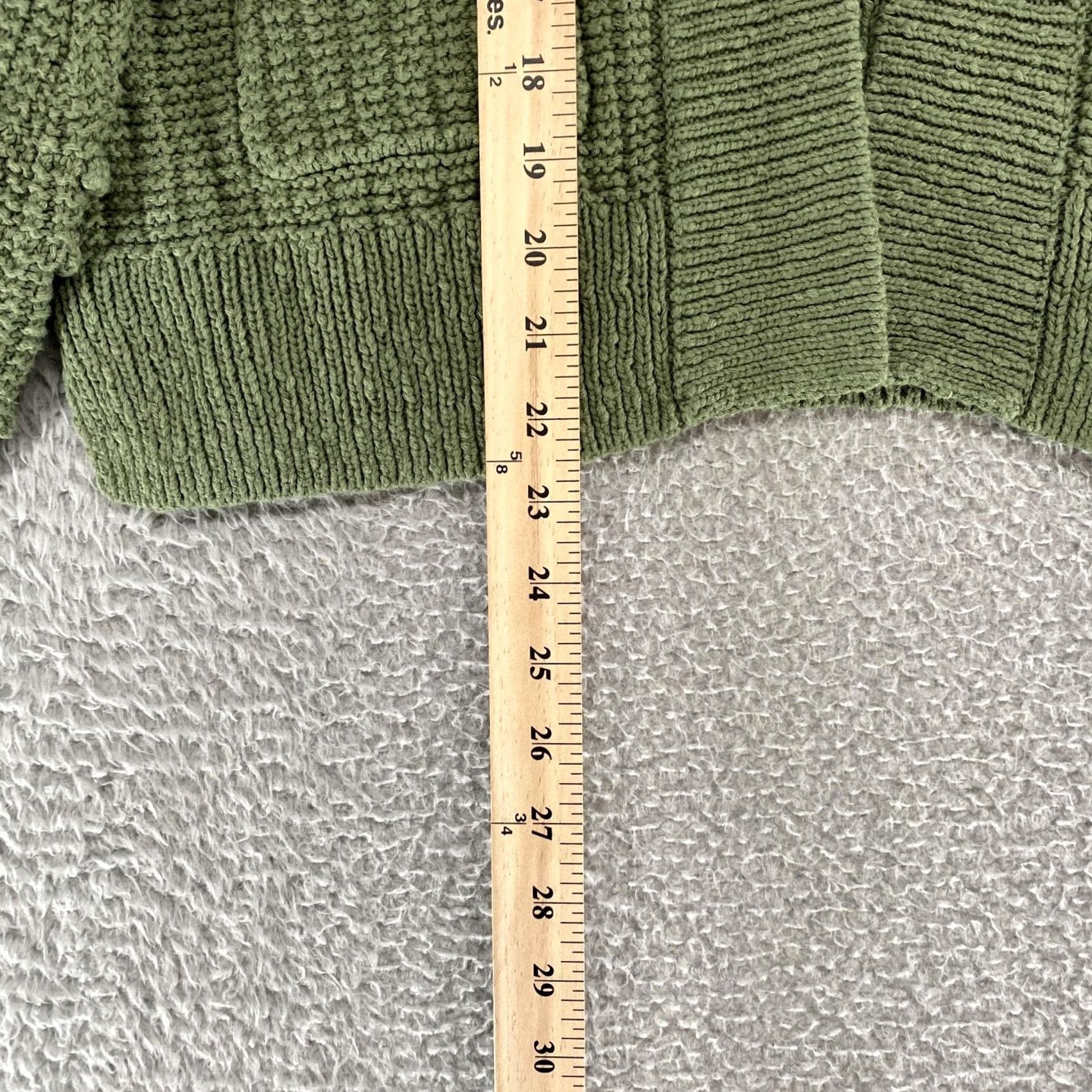 Madewell Madewell Cardigan Sweater Womens XS Balloon Sleeve Knit 100% Cotton Green V-Neck Pocket Open Casual Fall Vintage: No Size XS / US 0-2 / IT 36-38 - 4 Thumbnail