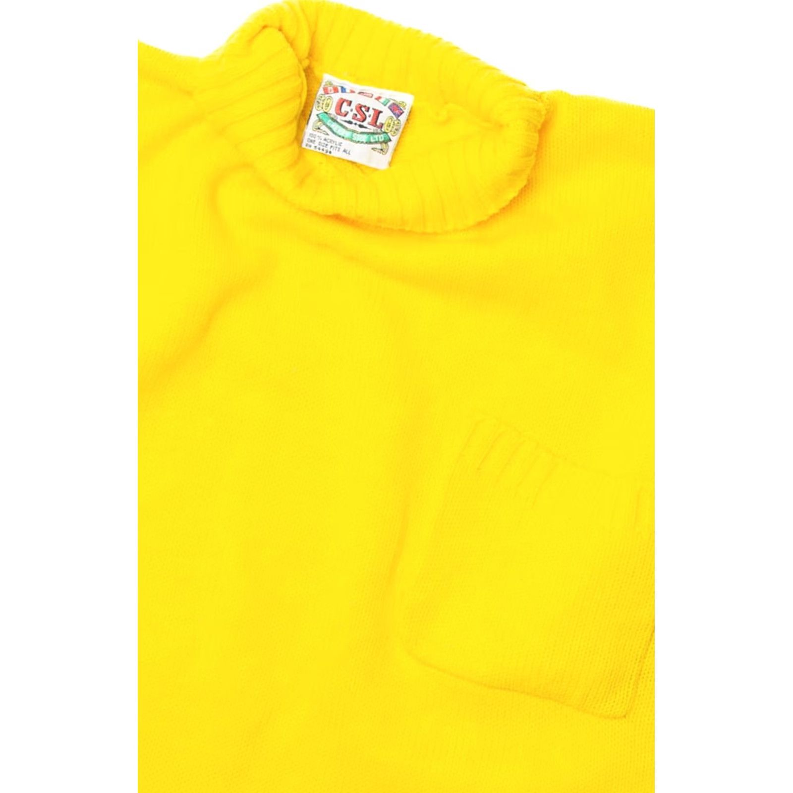 Vintage VINTAGE Cherry Sticks Ltd Yellow Turtleneck Sweater X-Large Adult Regular Size Yellow Acrylic Chest 23” Length 26” Womens/Mens Size XL / US 12-14 / IT 48-50 - 2 Thumbnail