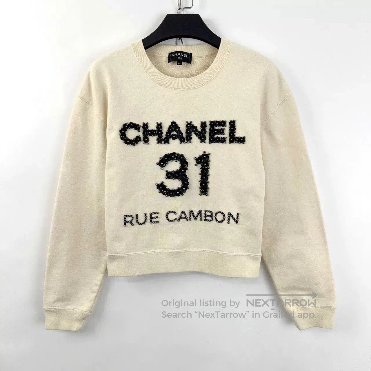 Chanel Beaded Camellia Letter Sweatshirt.