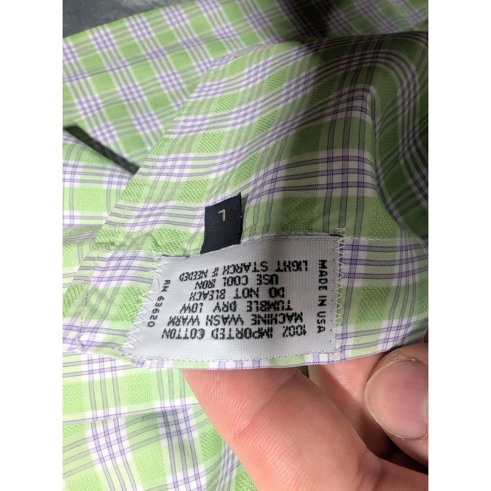 Vintage Gitman Gold Dress Shirt Mens Large Green Plaid Button-Down Long Sleeve Made USA Regular Fit Mens Large Green Plaid Shirt Size 42R - 6 Thumbnail