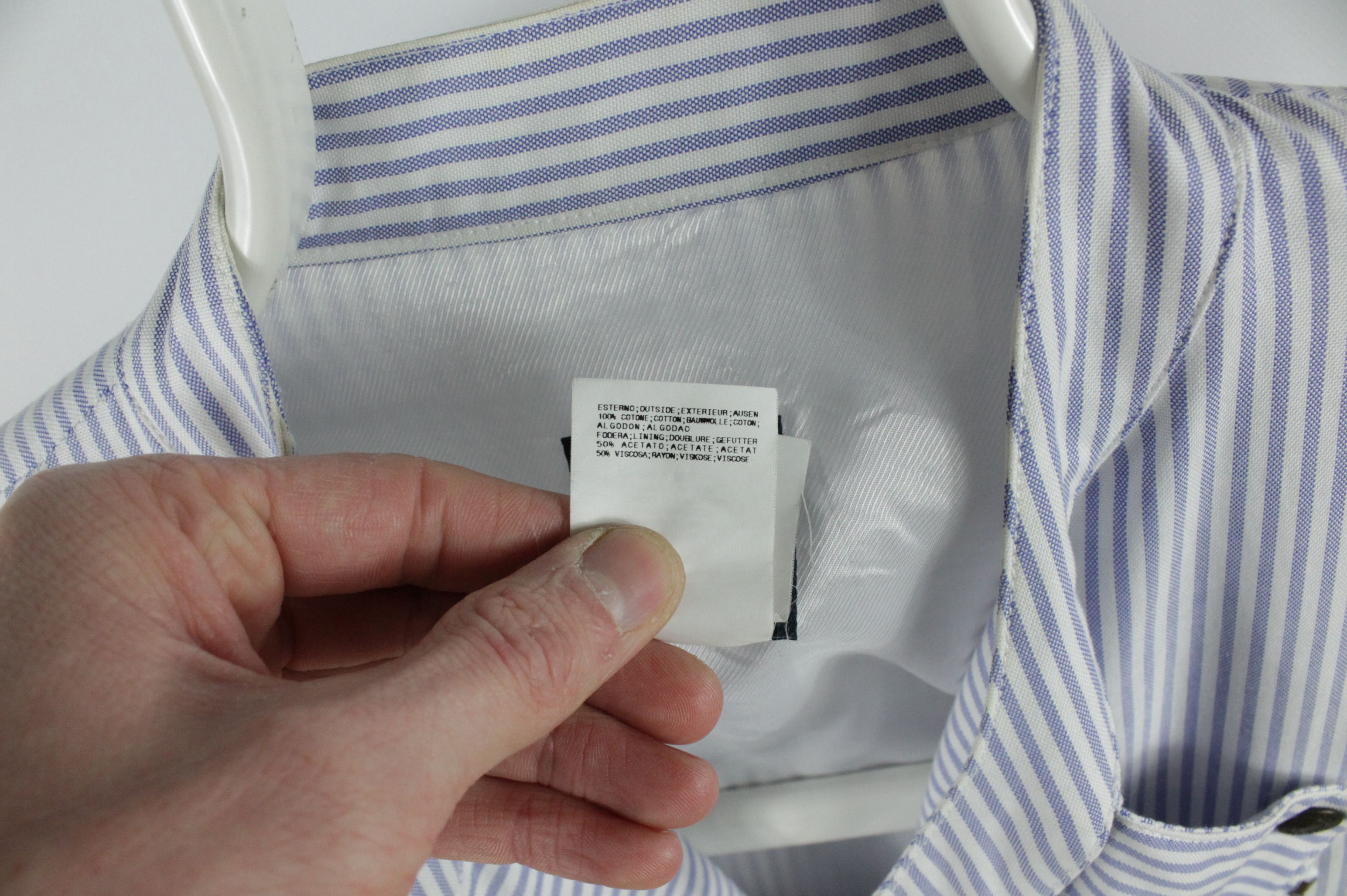 Tommy Hilfiger Hilfiger Collection White/Blue Striped Cotton Biker Jacket Size US L / EU 52-54 / 3 - 7 Thumbnail