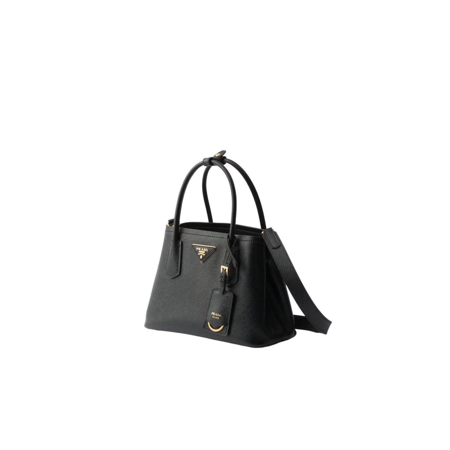 Prada PRADA Small $4000 Black Double Saffiano Leather Top Handle B Size ONE SIZE - 2 Thumbnail