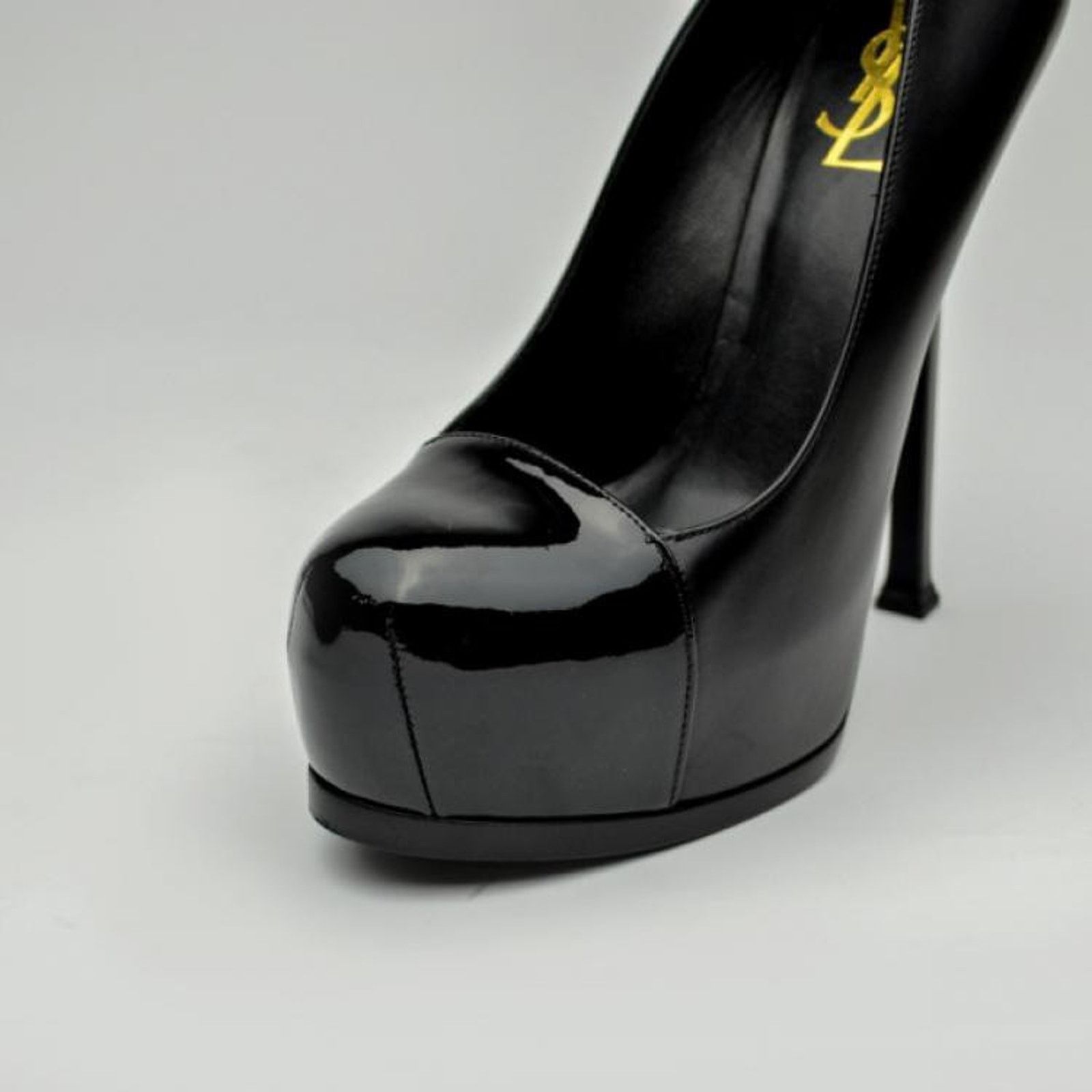 Saint Laurent Paris SAINT LAURENT LEATHER TRIBTOO 105 PLATFORM PUMPS BLACK 42 Size US 12 / IT 42 - 3 Thumbnail
