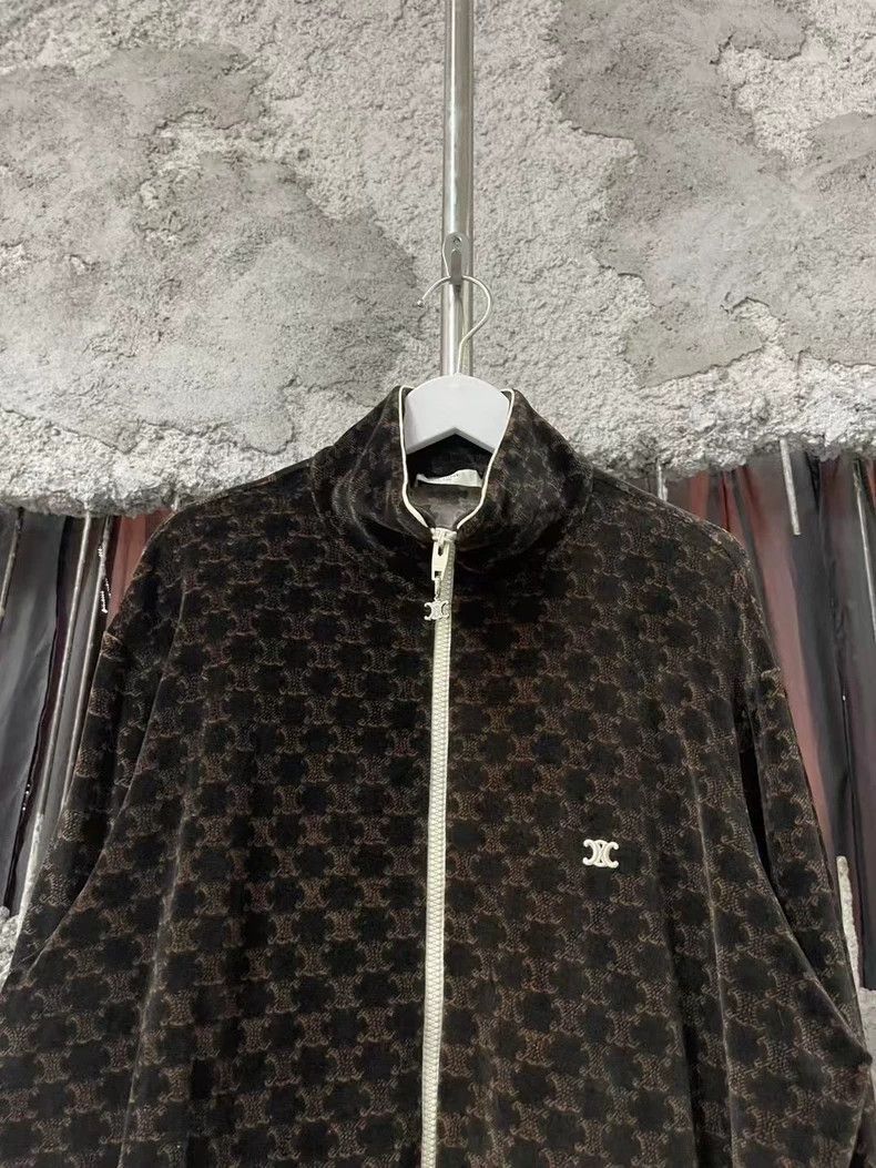 Celine Celine Velvet Monogram Zip Jacket Coat Size US L / EU 52-54 / 3 - 3 Thumbnail