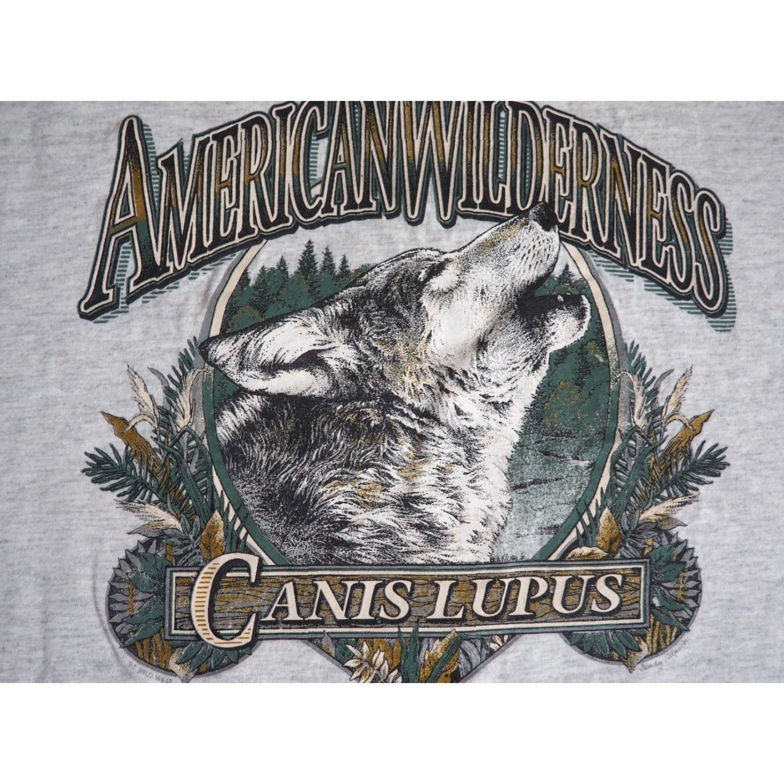 Jerzees VTG 90s Jerzees Canis Lupus Gray Wolf Nature Animal Montana Tee T-Shirt Mens L Size US L / EU 52-54 / 3 - 6 Thumbnail