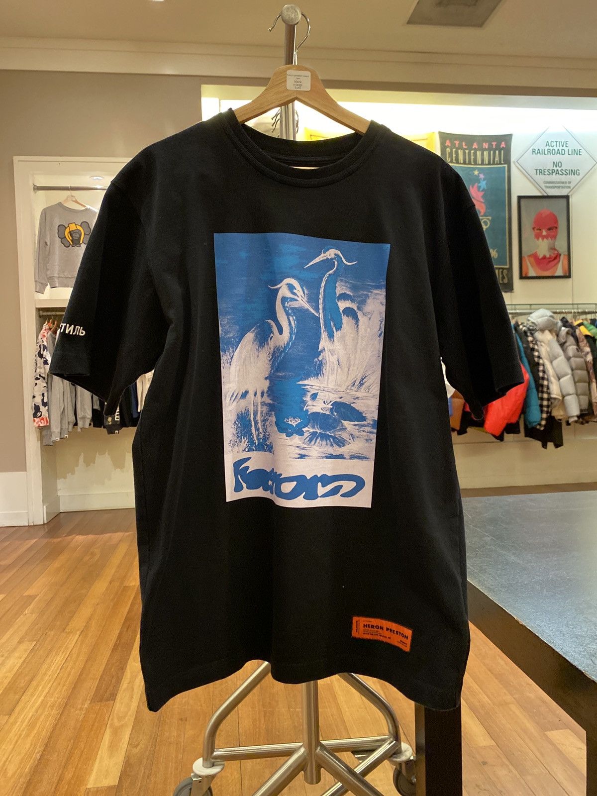 image of Heron Preston Swan Tee in Black, Men's (Size XS)