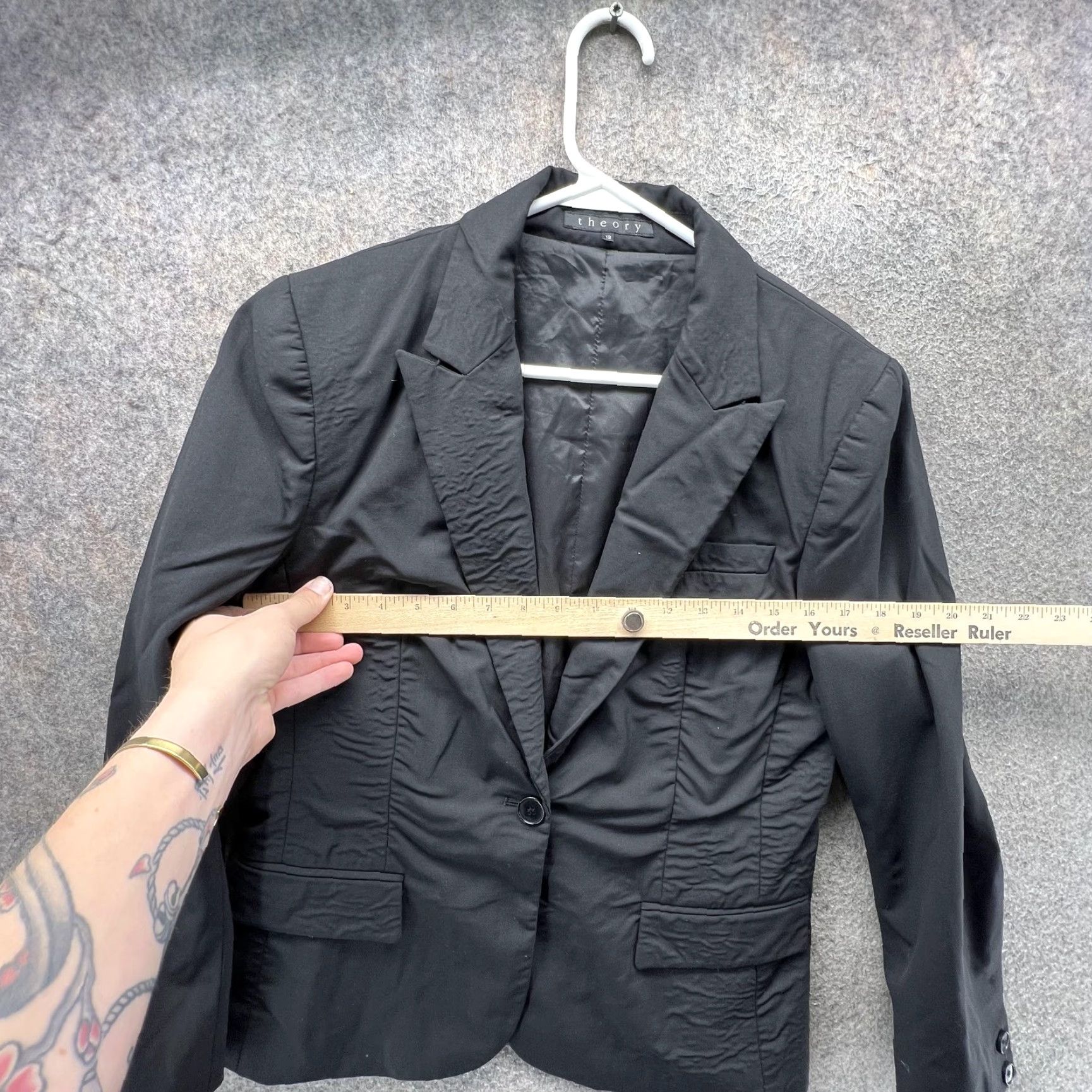 Theory Theory Blazer Womens 12 Black One-Button Notch Lapel Lined Tailored Jacket Woman Business Workwear Shirt/Coat (Jacket) Size XL / US 12-14 / IT 48-50 - 4 Thumbnail