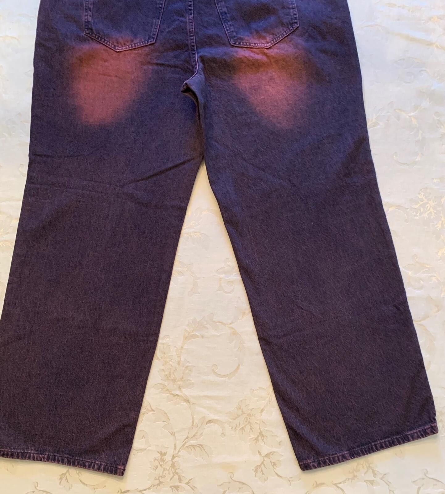Fashion Nova 100% Cotton Size 18, 5 Pocket Design Black/Purple Wide Leg Size 40" / US 18 - 5 Thumbnail