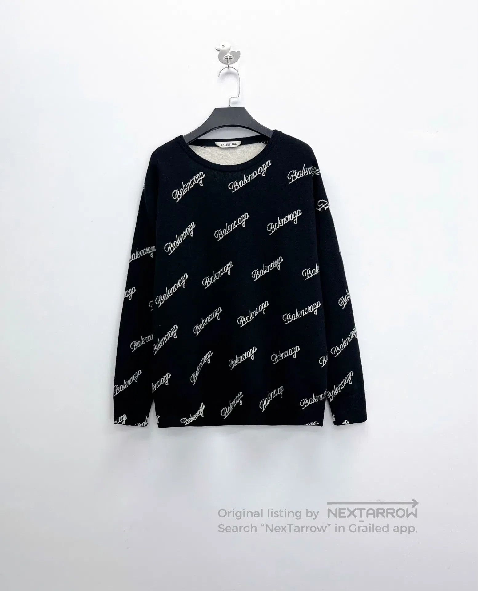 Balenciaga Balenciaga Black Script Letter Knit Sweater| Size XS / US 0-2 / IT 36-38 - 1 Thumbnail