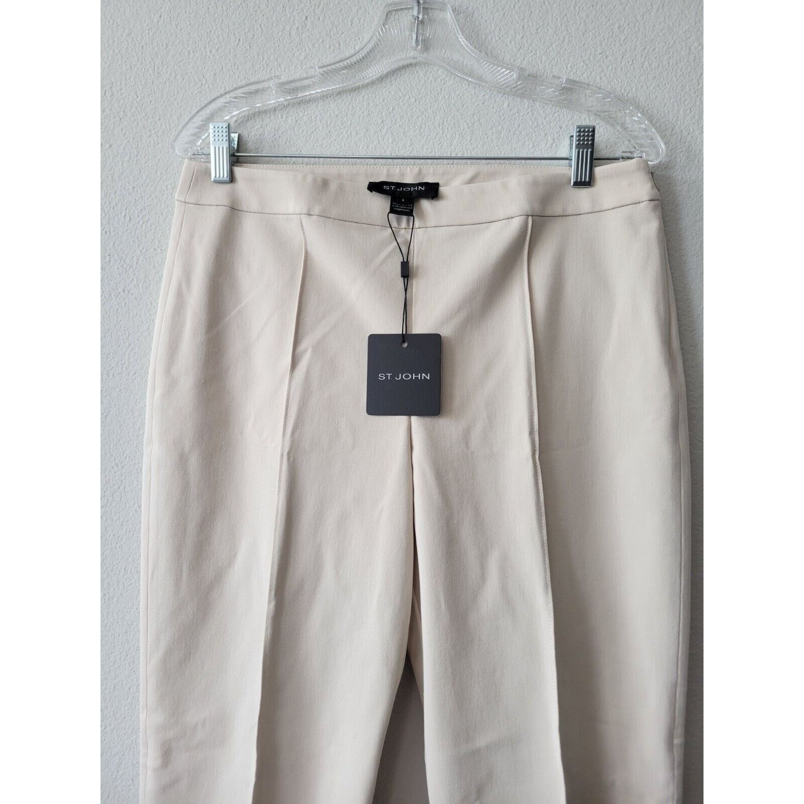 St. John St John Legging Fit Pants Sz 8 Fine Stretch Cream Size 30" / US 8 / IT 44 - 3 Thumbnail