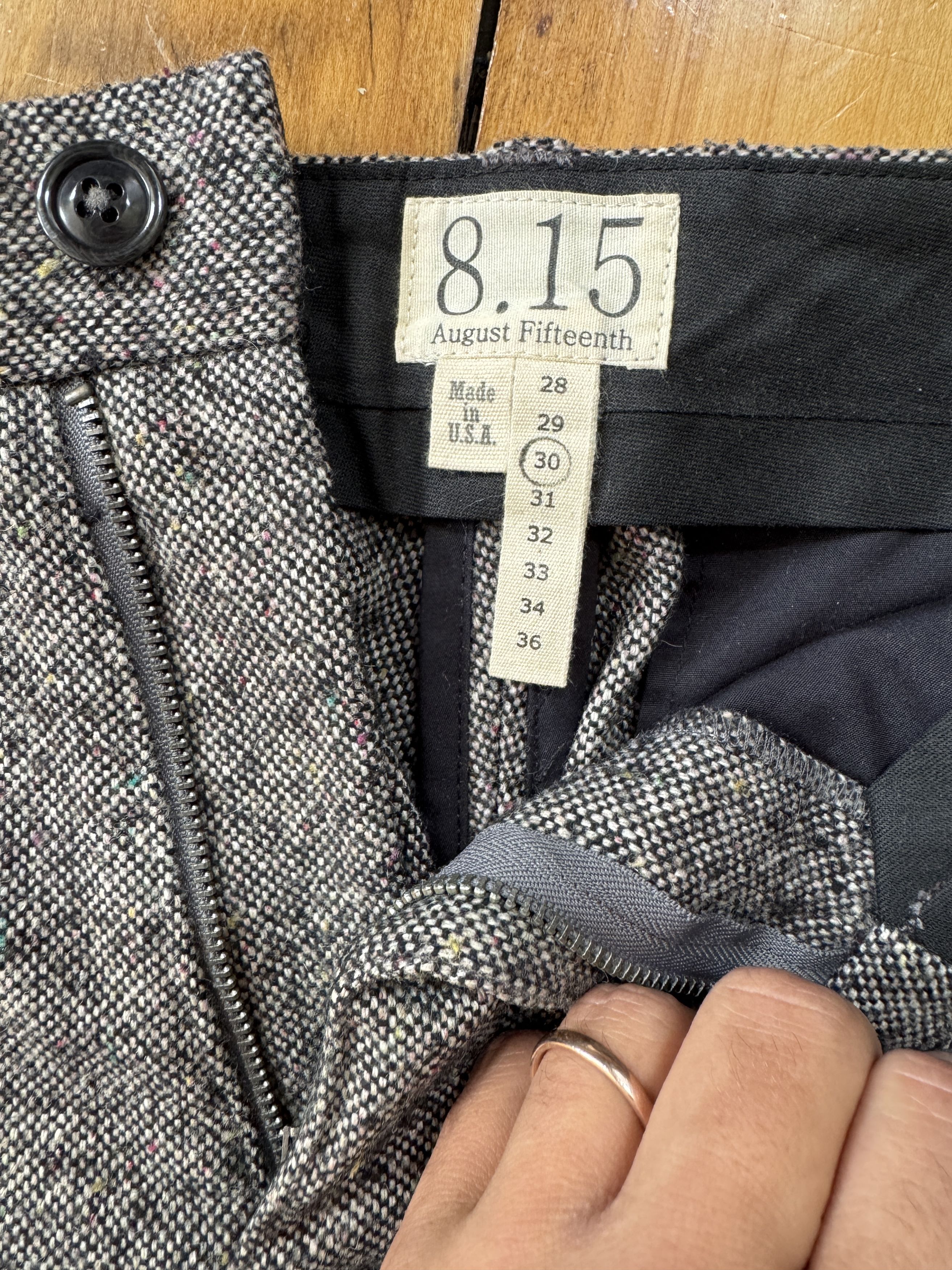 8.15 August Fifteenth Speckled Wool Trousers Size US 30 / EU 46 - 3 Thumbnail