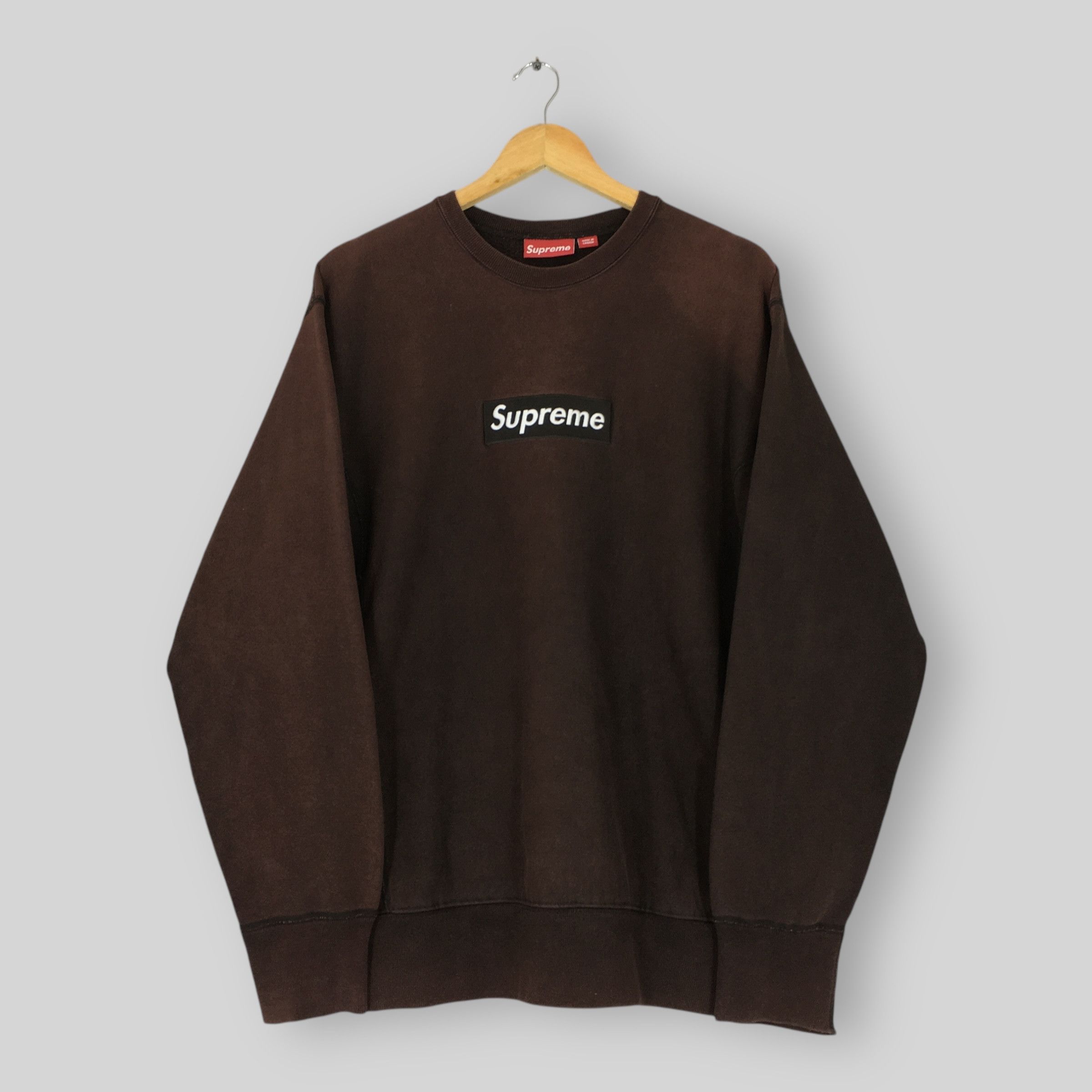 Supreme Supreme Washed Box Logo Crewneck Large Brown | Grailed