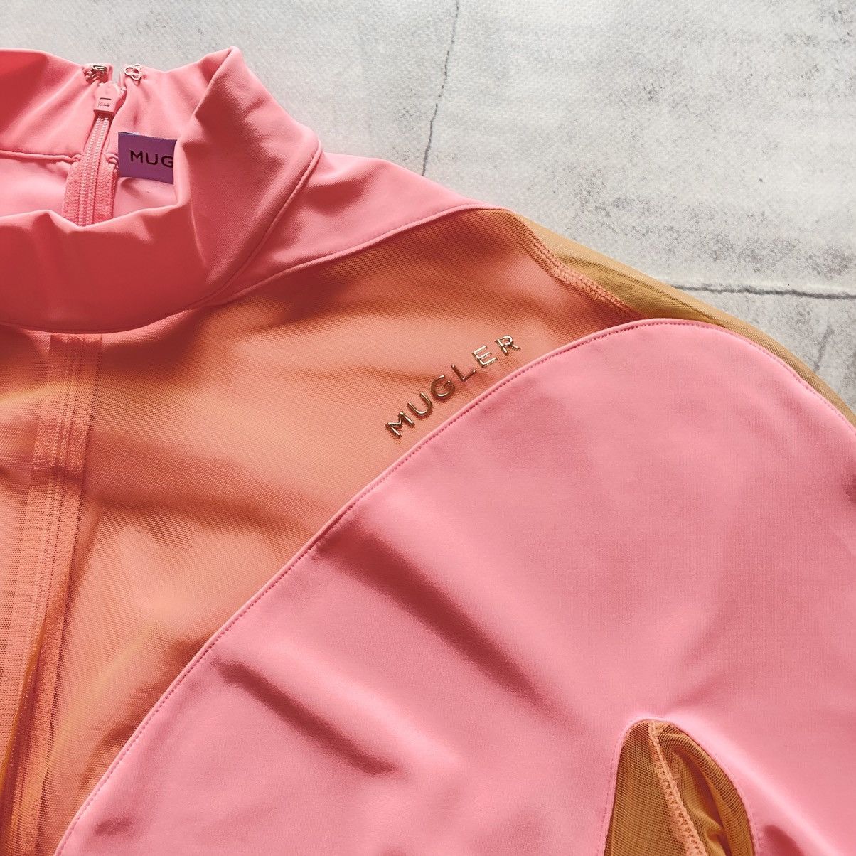 H&M × Mugler Mugler X H&M Mesh Panelled Mini Dress Pink Size L Size L / US 10 / IT 46 - 7 Thumbnail