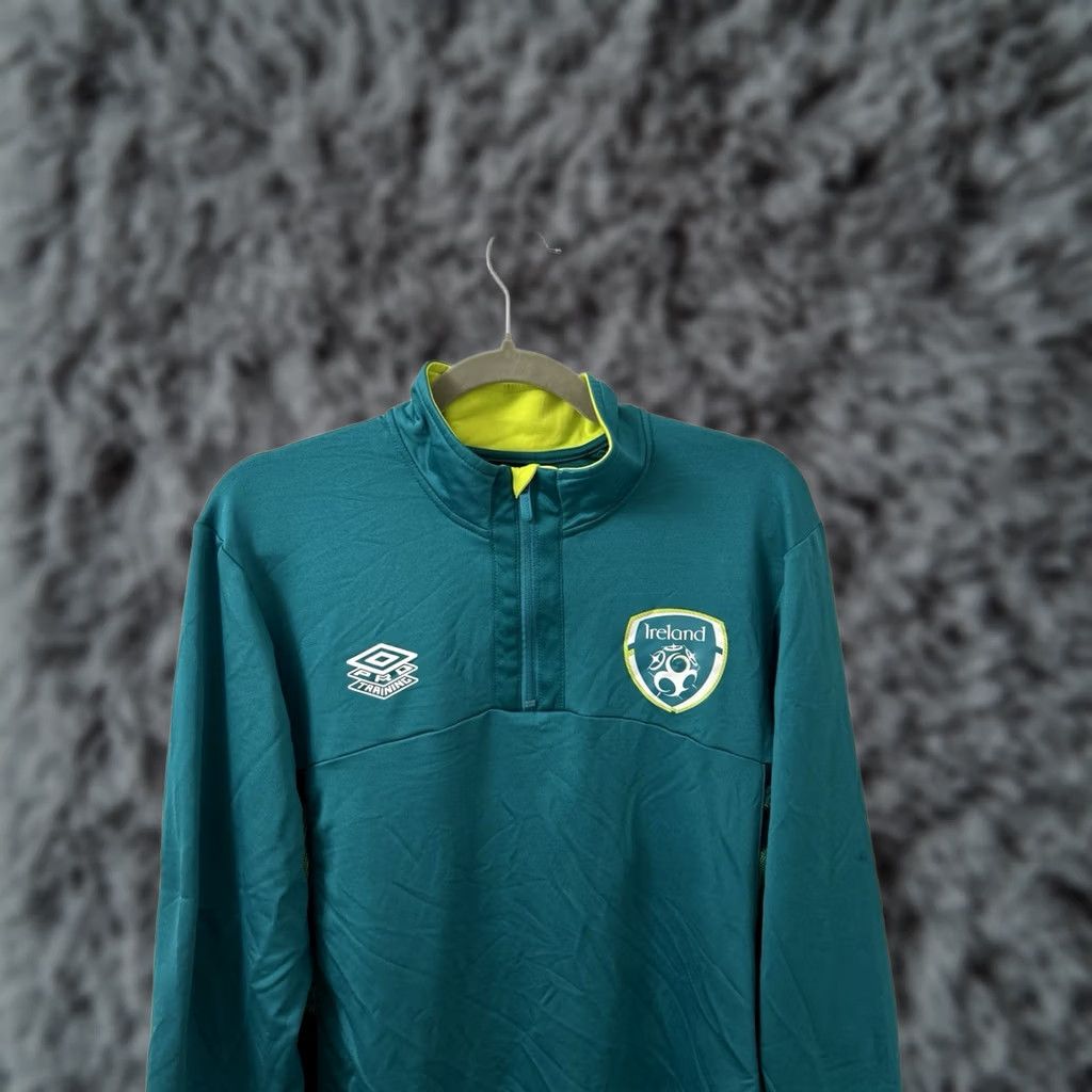 Umbro Umbro Ireland Pro Training Quarter-Zip Mens L Teal Neon FAI National Team Pullover Jacket Size US L / EU 52-54 / 3 - 1 Thumbnail