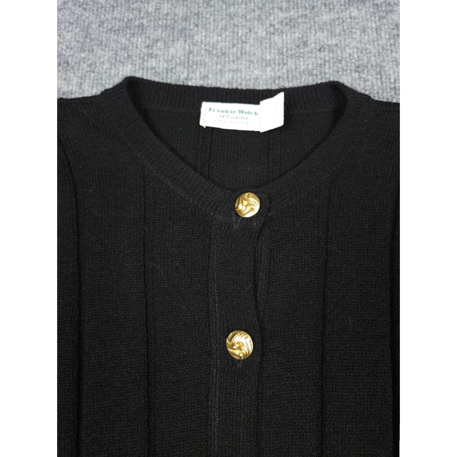 Vintage VINTAGE Frankie Welch Jacket Women Cardigan Black 8 Buttons WOW Overcoat Wool/Acrylic Blend Buttoned Size M / US 6-8 / IT 42-44 - 4 Thumbnail