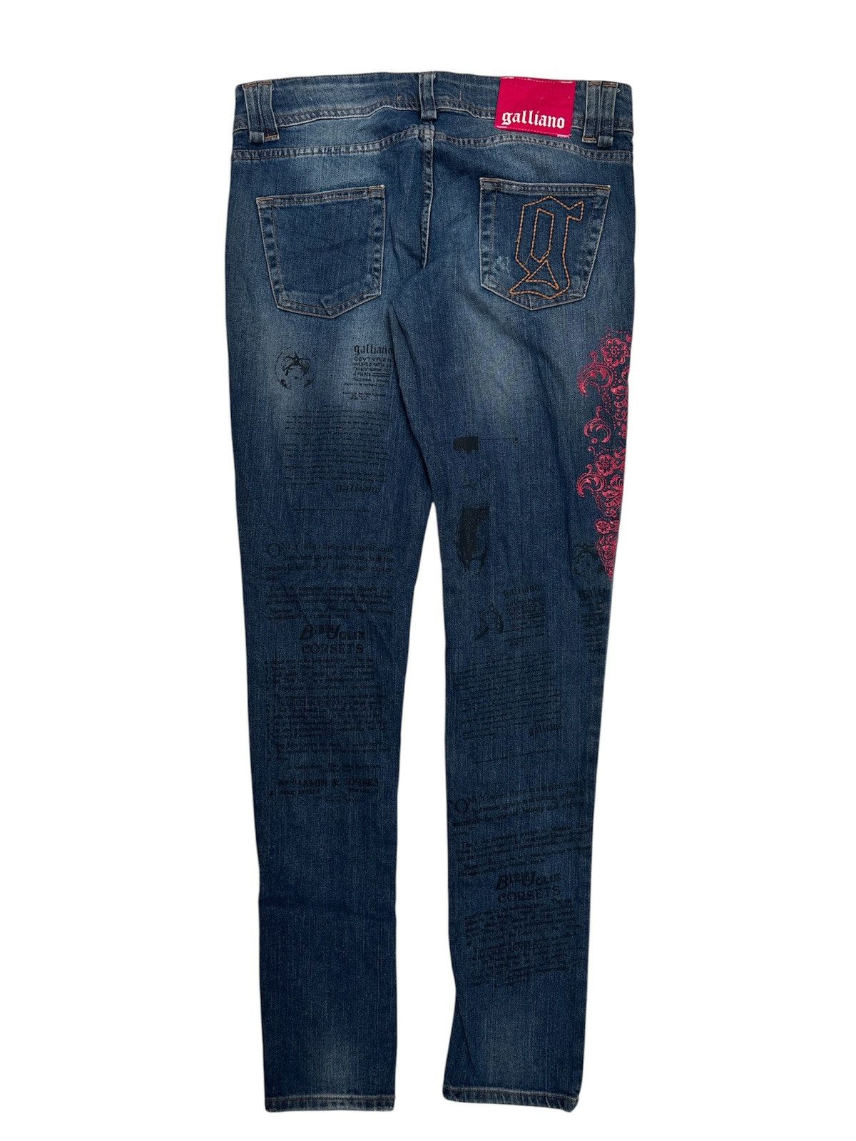 John Galliano Gazette Newspaper Denim Jeans Size US 28 / EU 44 - 4 Thumbnail