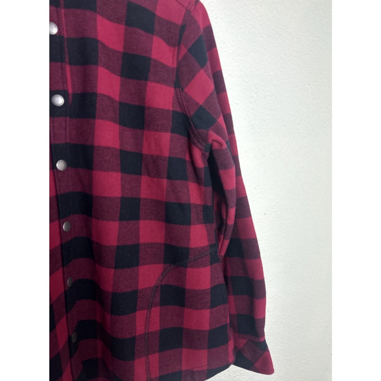 Orvis Orvis Women’s Fleece Lined Shirt Red Plaid Jacket L Snap Front Pockets Size L / US 10 / IT 46 - 4 Thumbnail