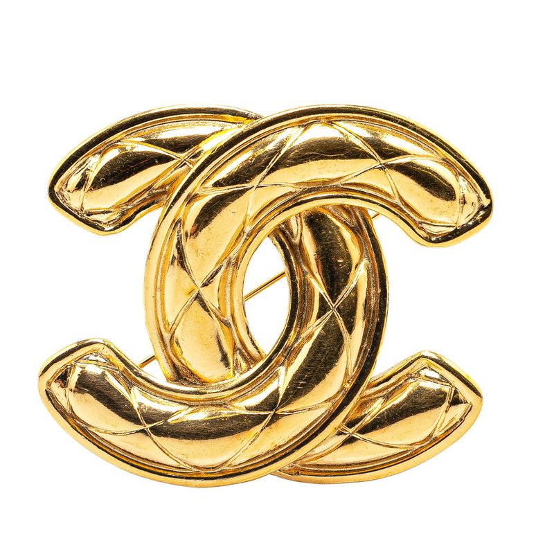 Chanel Chanel Chanel Vintage Matelasse Coco Mark Brooch Gold Plated Metal Brooch in Very Good Condition Size ONE SIZE - 1 Thumbnail