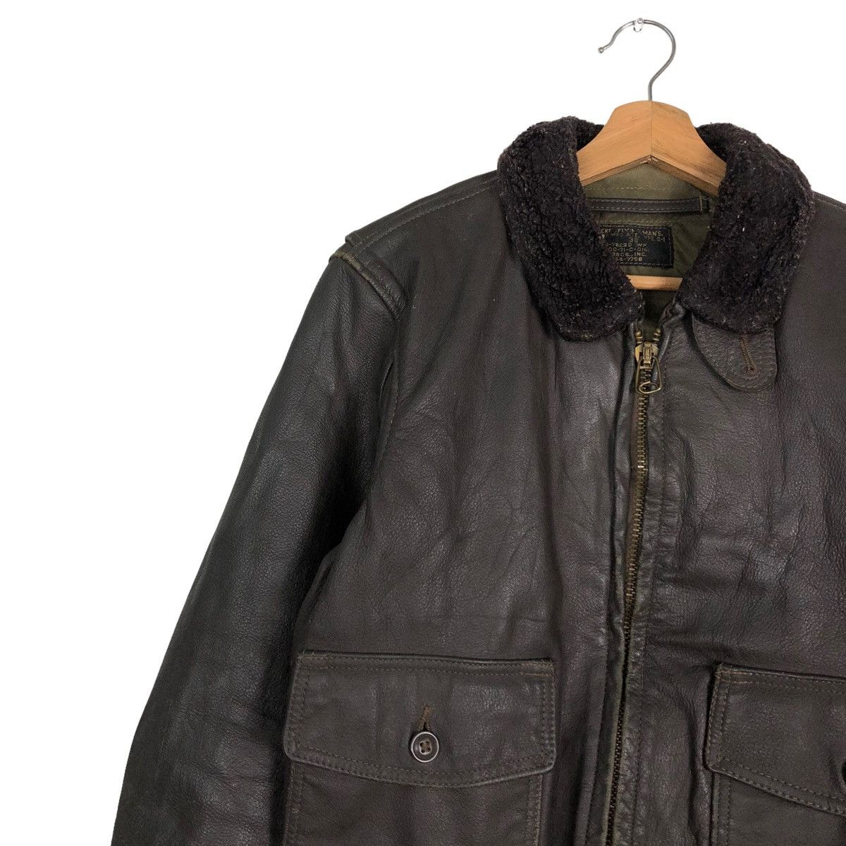 Vintage 🔥VINTAGE LEATHER USN US JACKET FLY MAN BRILL BROS INC USA Size US M / EU 48-50 / 2 - 9 Thumbnail