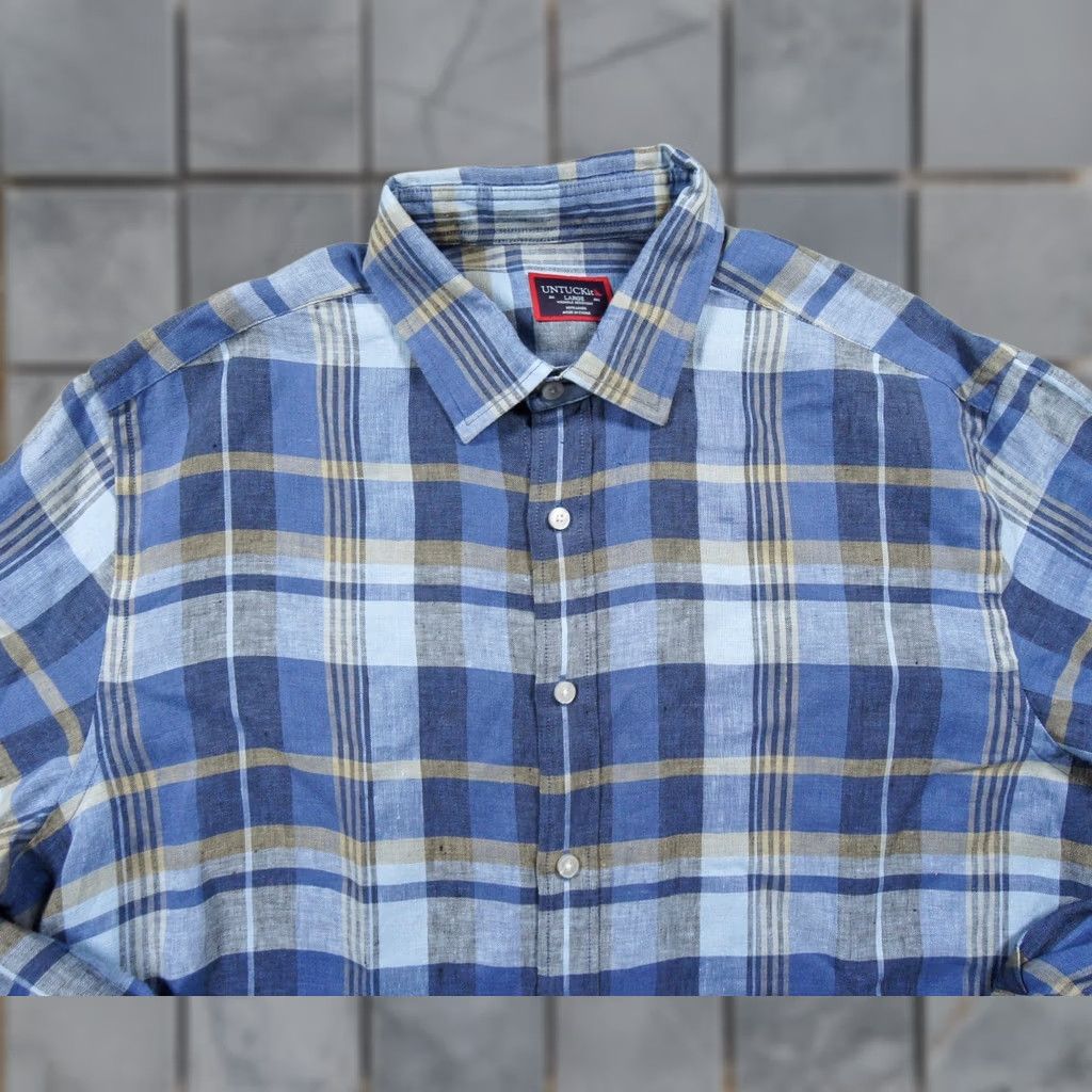 UNTUCKit UNTUCKit Shirt Mens Large Blue Button Down Long Sleeve Linen Plaid Work Business Size US L / EU 52-54 / 3 - 1 Thumbnail