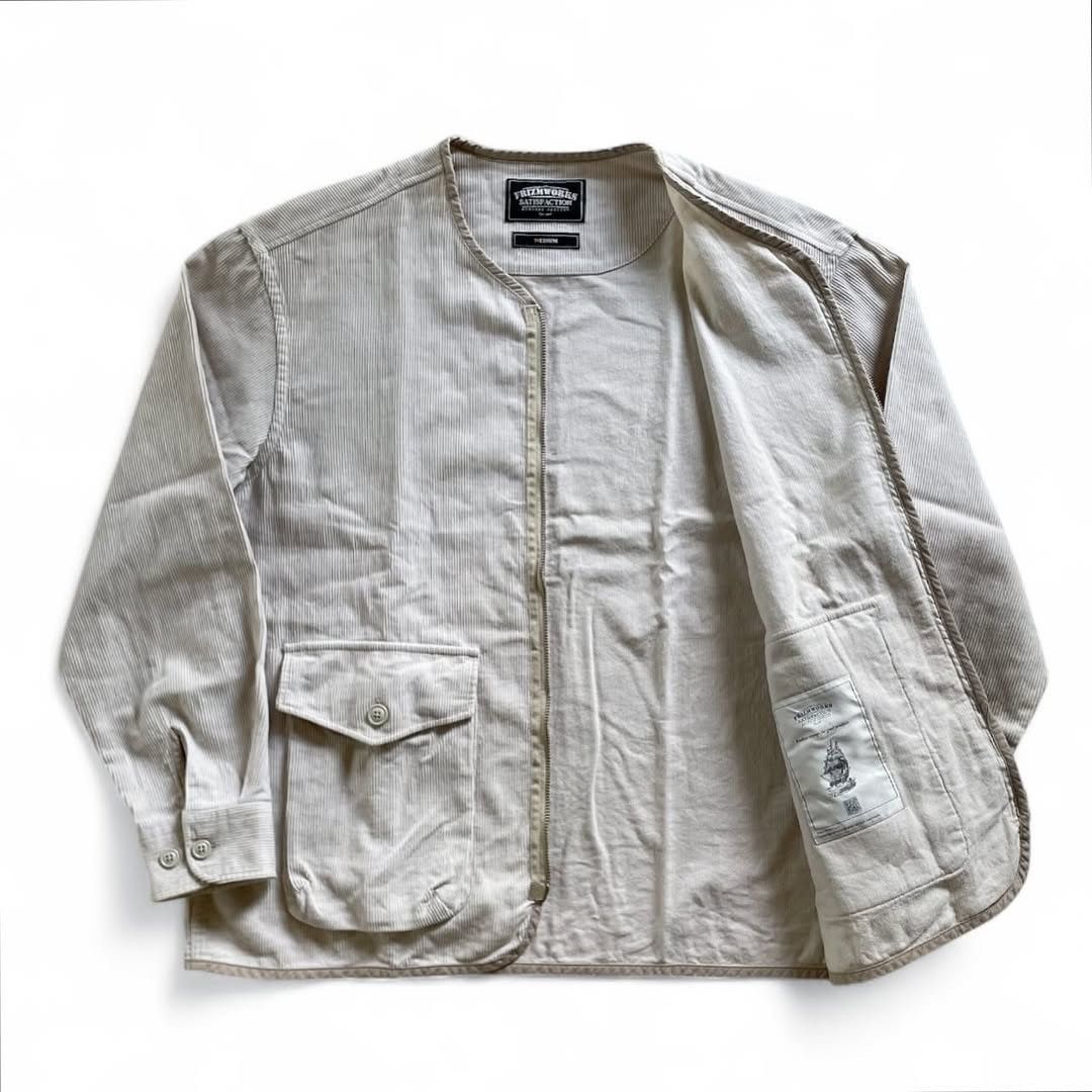 FrizmWORKS 🛒SENDOFFER🛒Frizmworks Corduroy Zip Up Jacket - Ivory Size US M / EU 48-50 / 2 - 8 Thumbnail