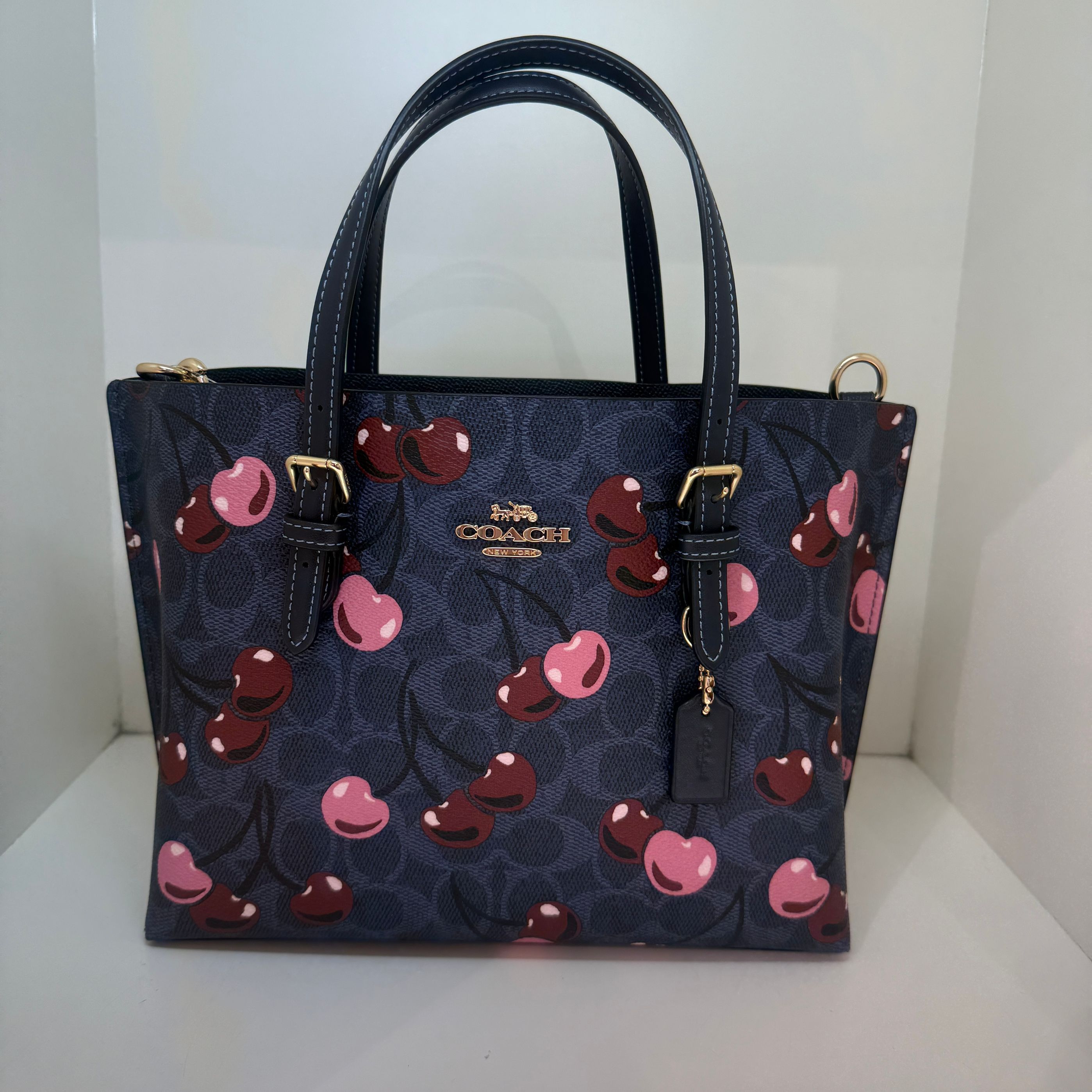 【COACH】さくらんぼプリント＊モリ― 25 ２WAYトート CY695 COACH】コーチ さくらんぼ バッグ ぺブルレザー チェリー モリー