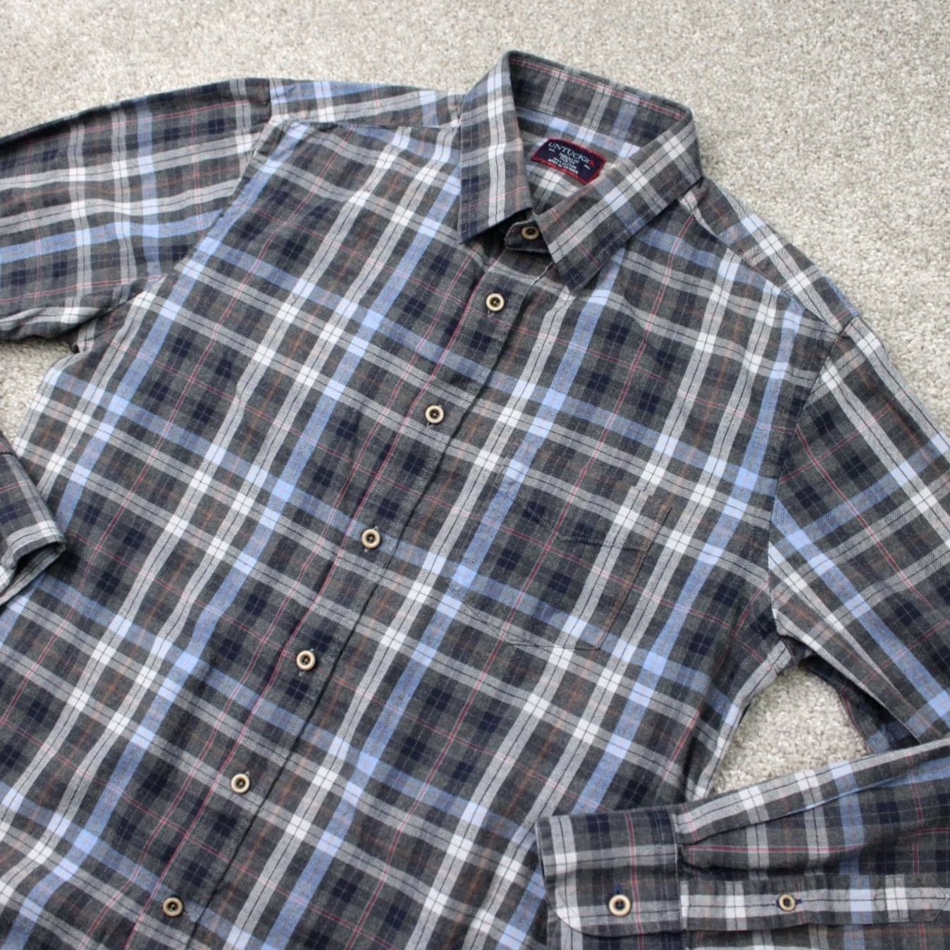 UNTUCKit UNTUCKit Shirt Mens Medium Gray/Blue Carano Slim Fit 100% Cotton Long Sleeve Button-Up Shirt Womens? Size US M / EU 48-50 / 2 - 3 Thumbnail