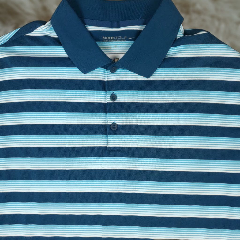 Nike Nike Polo Shirt Mens XL Blue Striped Swoosh Golf Casual Short Sleeve Size US XL / EU 56 / 4 - 1 Thumbnail