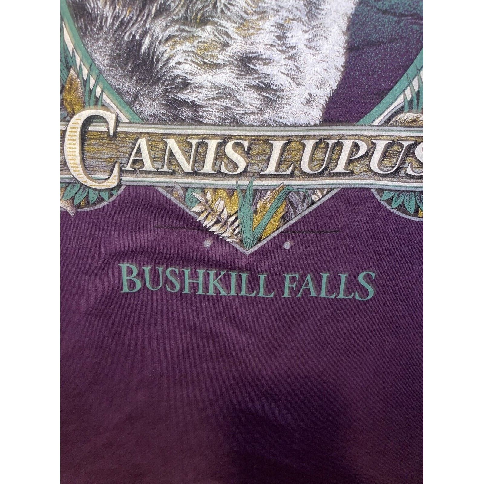Jerzees Vintage Wolf Shirt Bushkill Falls Animal American Tee 90s 2X Size US XXL / EU 58 / 5 - 8 Thumbnail