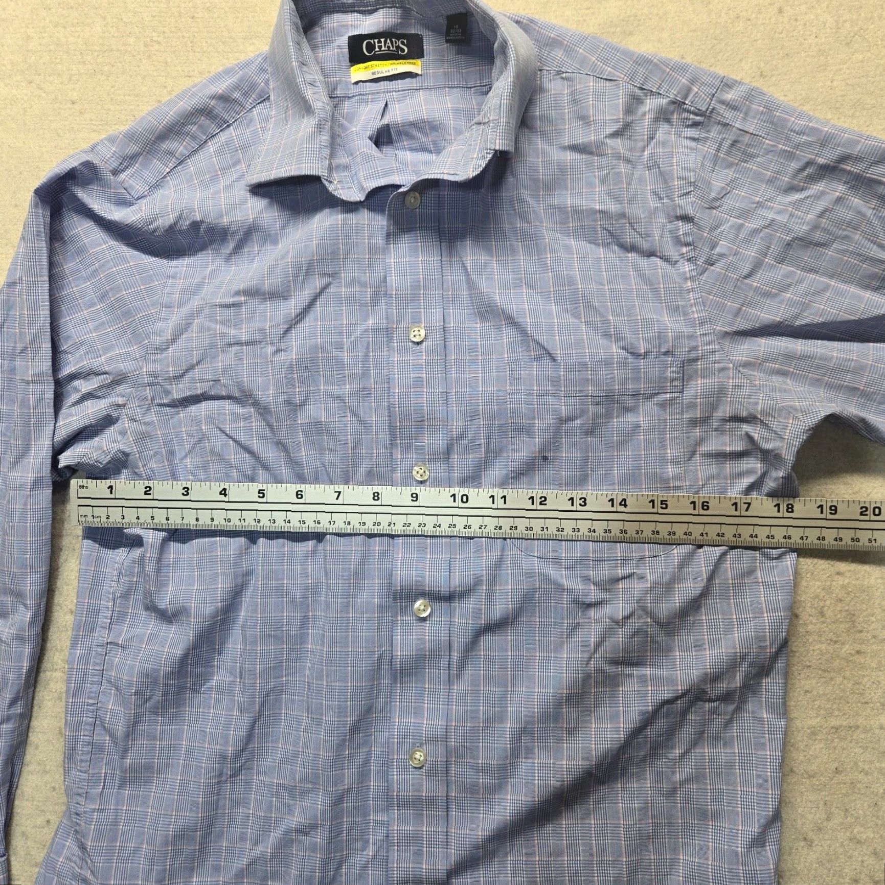Chaps VINTAGE? Chaps Blue Plaid Shirt Stretch Regular Fit Men 15" 32/33" Blue ChecK Shirt 15 Mens Size US M / EU 48-50 / 2 - 3 Thumbnail