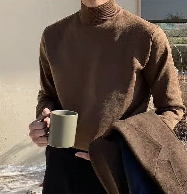 Other Streetwear Casual Solid Turtleneck Knit Sweater Pullover Size US XL / EU 56 / 4 - 1 Thumbnail