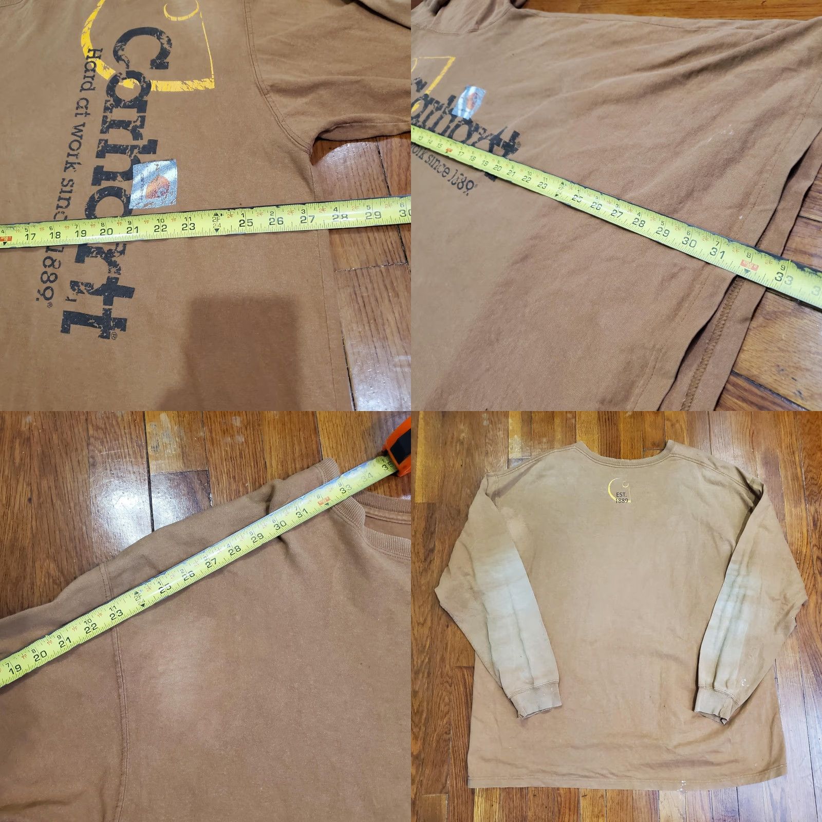 Carhartt Carhartt Shirt Mens 2XL Brown Long Sleeve Workwear Graphic Logo Tee Cotton Size US XXL / EU 58 / 5 - 8 Thumbnail