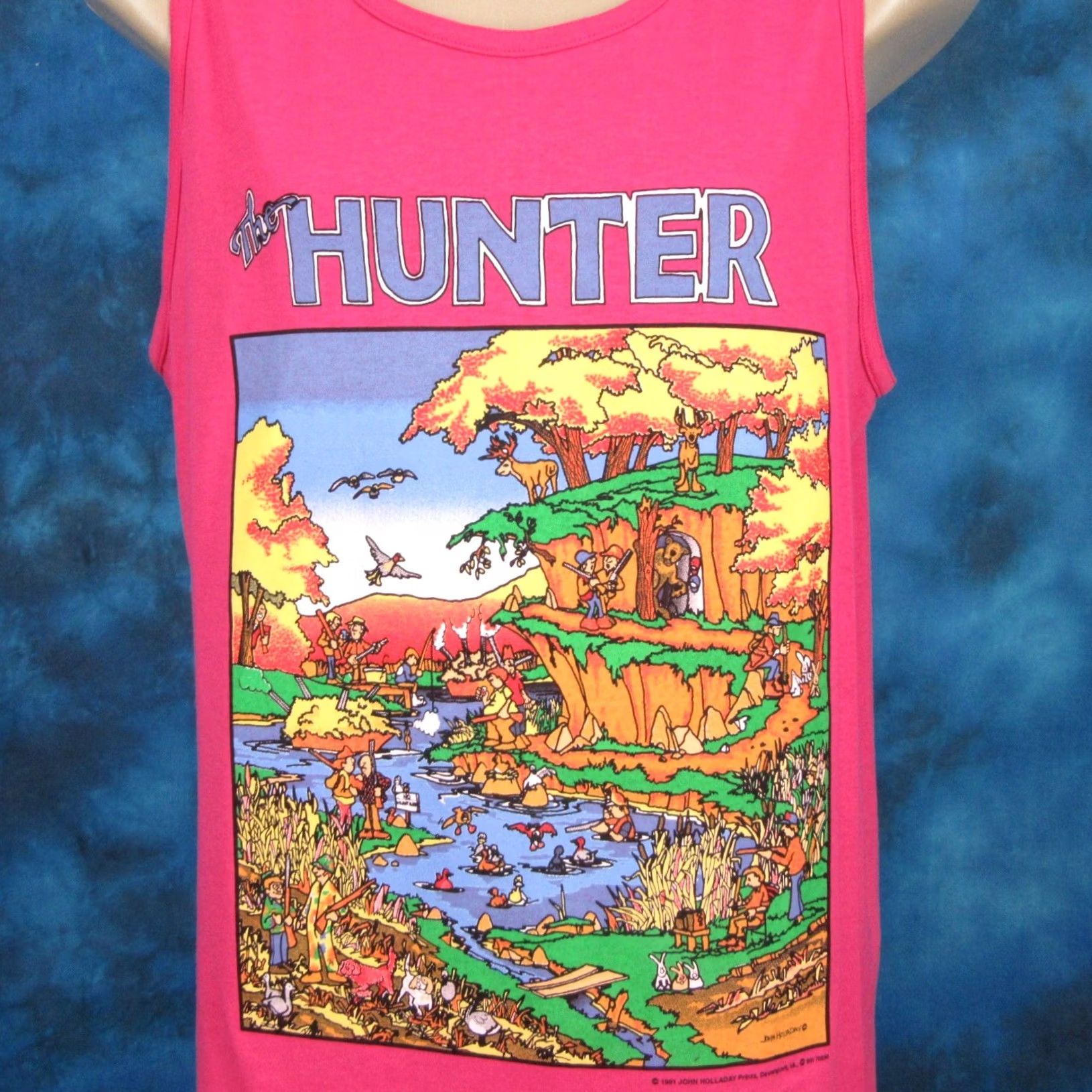 Hunter NOS vtg 90s THE HUNTER CARTOON T Shirt L Pink 80s 90s Deadstock Unbranded Mens Sleeveless Vintage Size US L / EU 52-54 / 3 - 3 Thumbnail