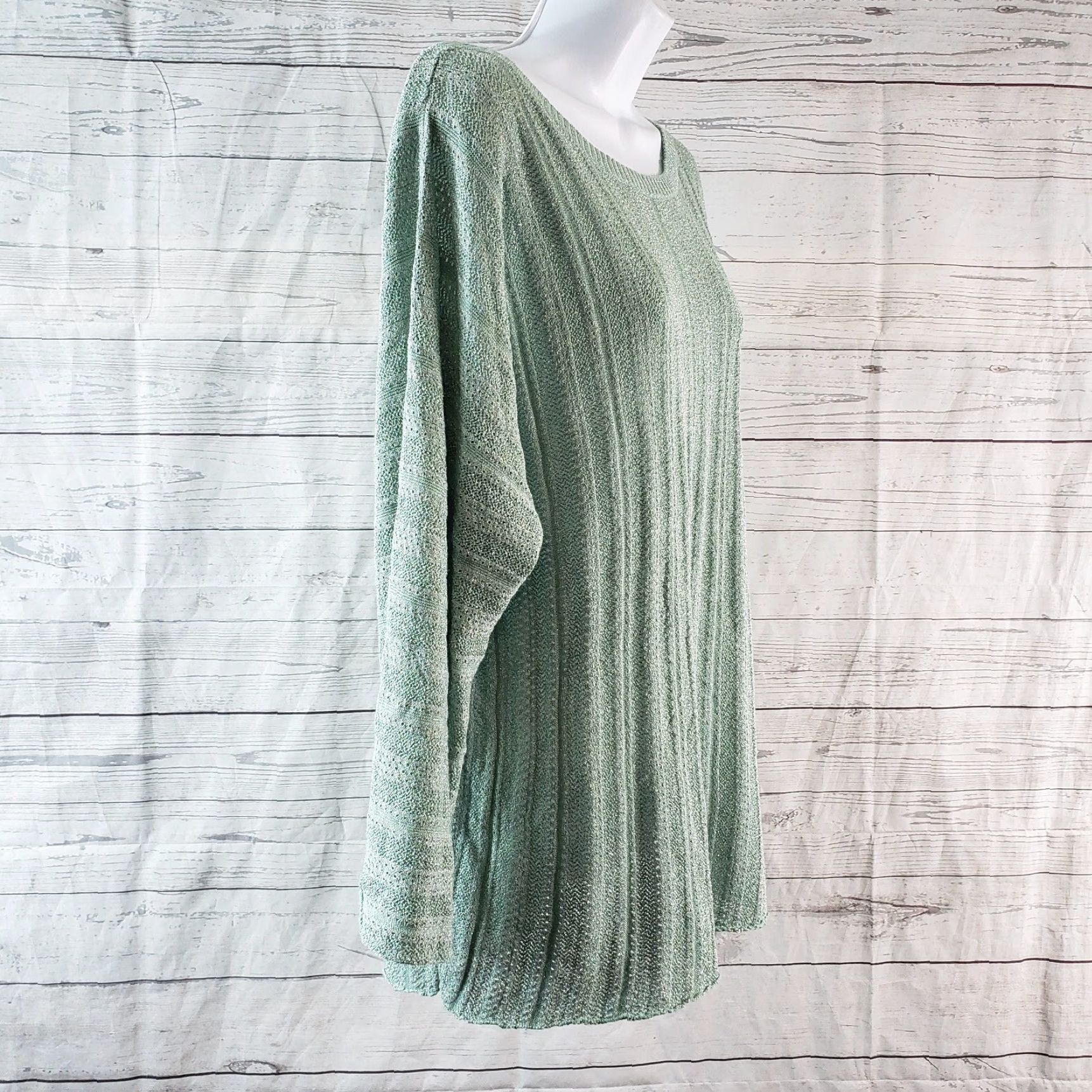 Zadig & Voltaire VINTAGE Zadig & Voltaire Womens Flint Pointelle Knit Sweater Sz Medium Green Silver Size M / US 6-8 / IT 42-44 - 3 Thumbnail