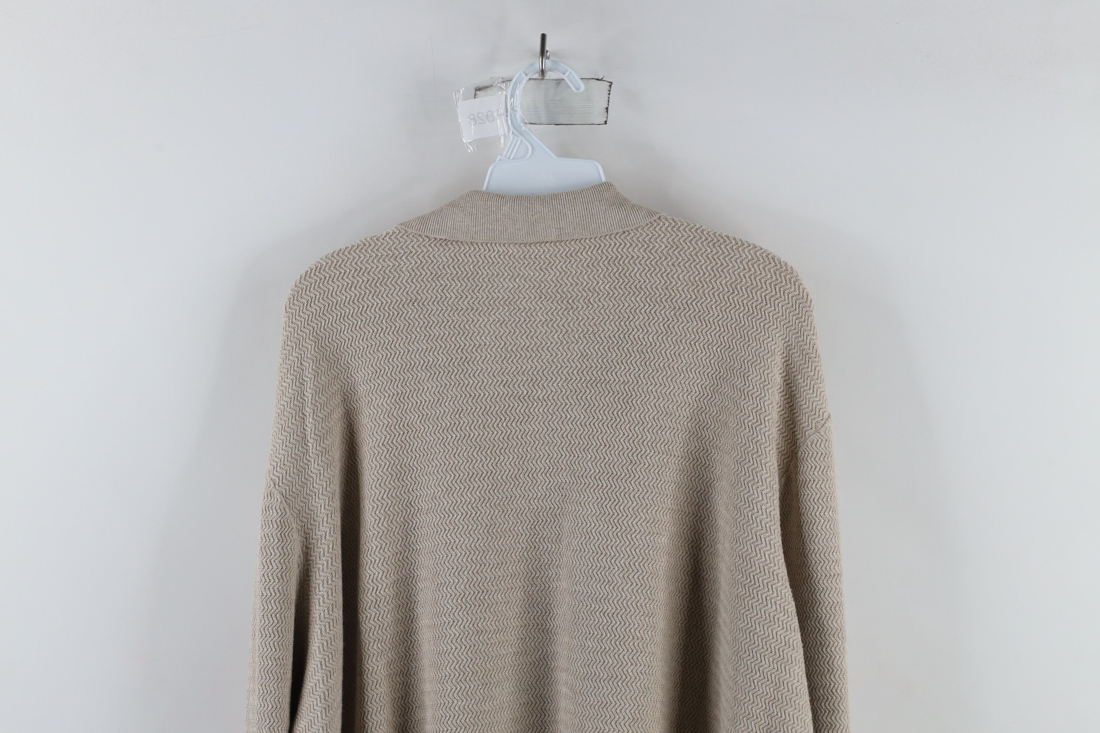 Vintage Vintage 90s Streetwear Knit Collared Pullover Sweater Beige Size US XXL / EU 58 / 5 - 7 Thumbnail