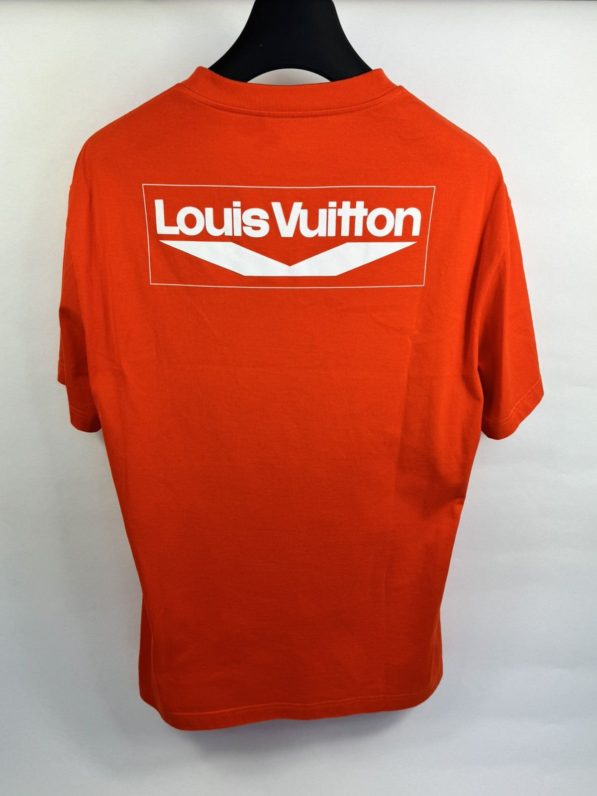 image of Louis Vuitton Logo Print T-Shirt in Orange, Men's (Size XL)