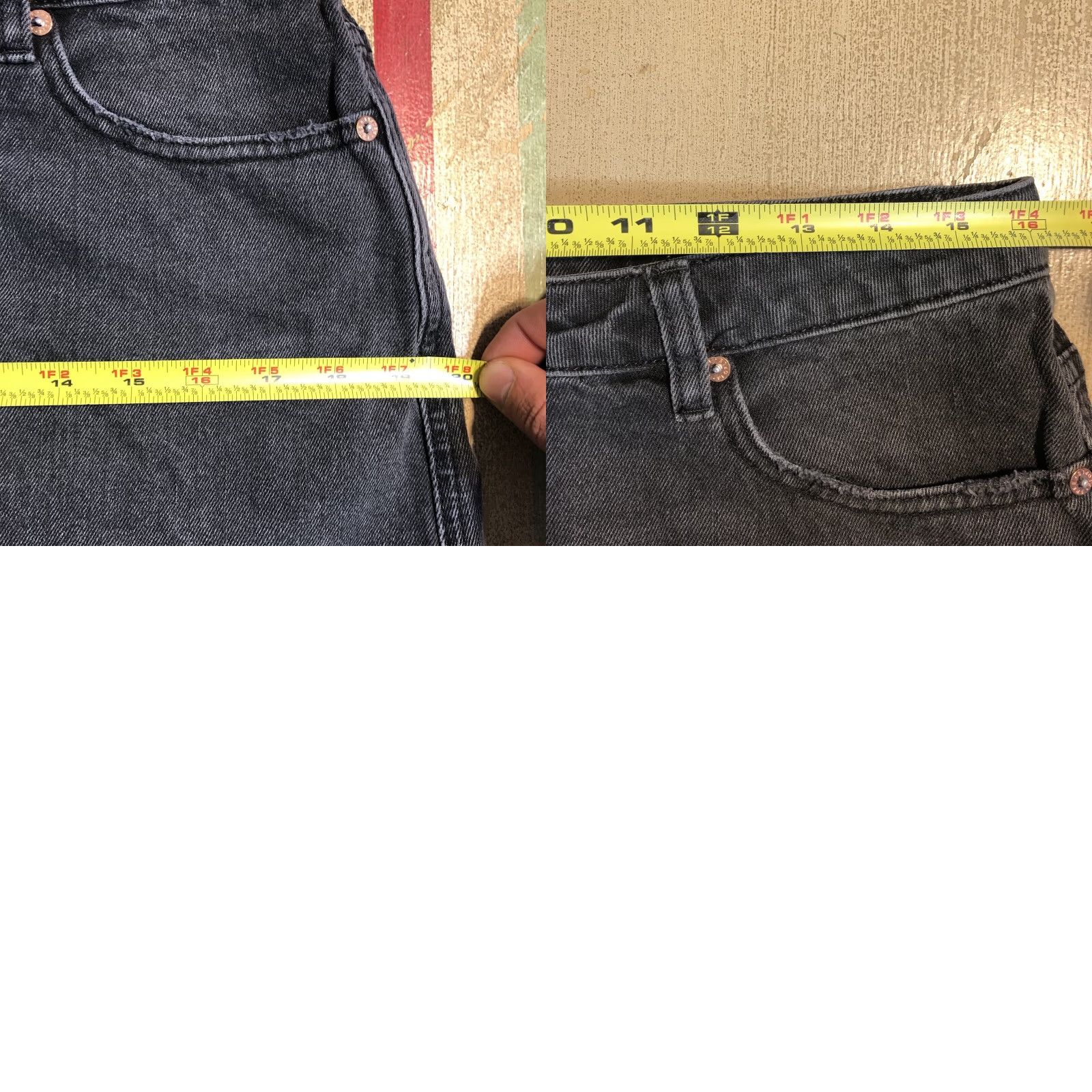Free People VINTAGE Free People We The Free Black Denim Jean Pencil Mini Skirt Womens Size 30 Short Bohemian Festival Full Zip Size 30" / US 8 / IT 44 - 8 Thumbnail