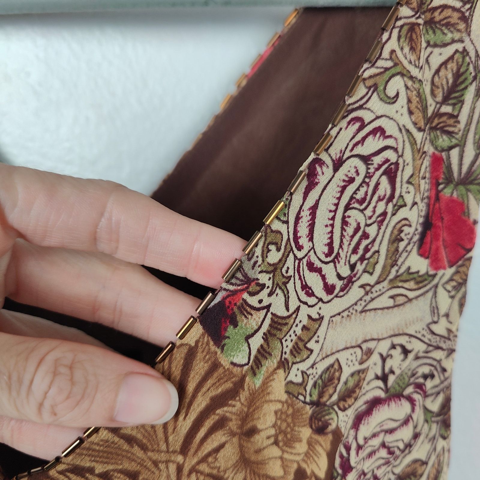 Other Vintage Y2K Silk Tiered Midi Dress Womens 10 Brown Floral Size L / US 10 / IT 46 - 4 Thumbnail