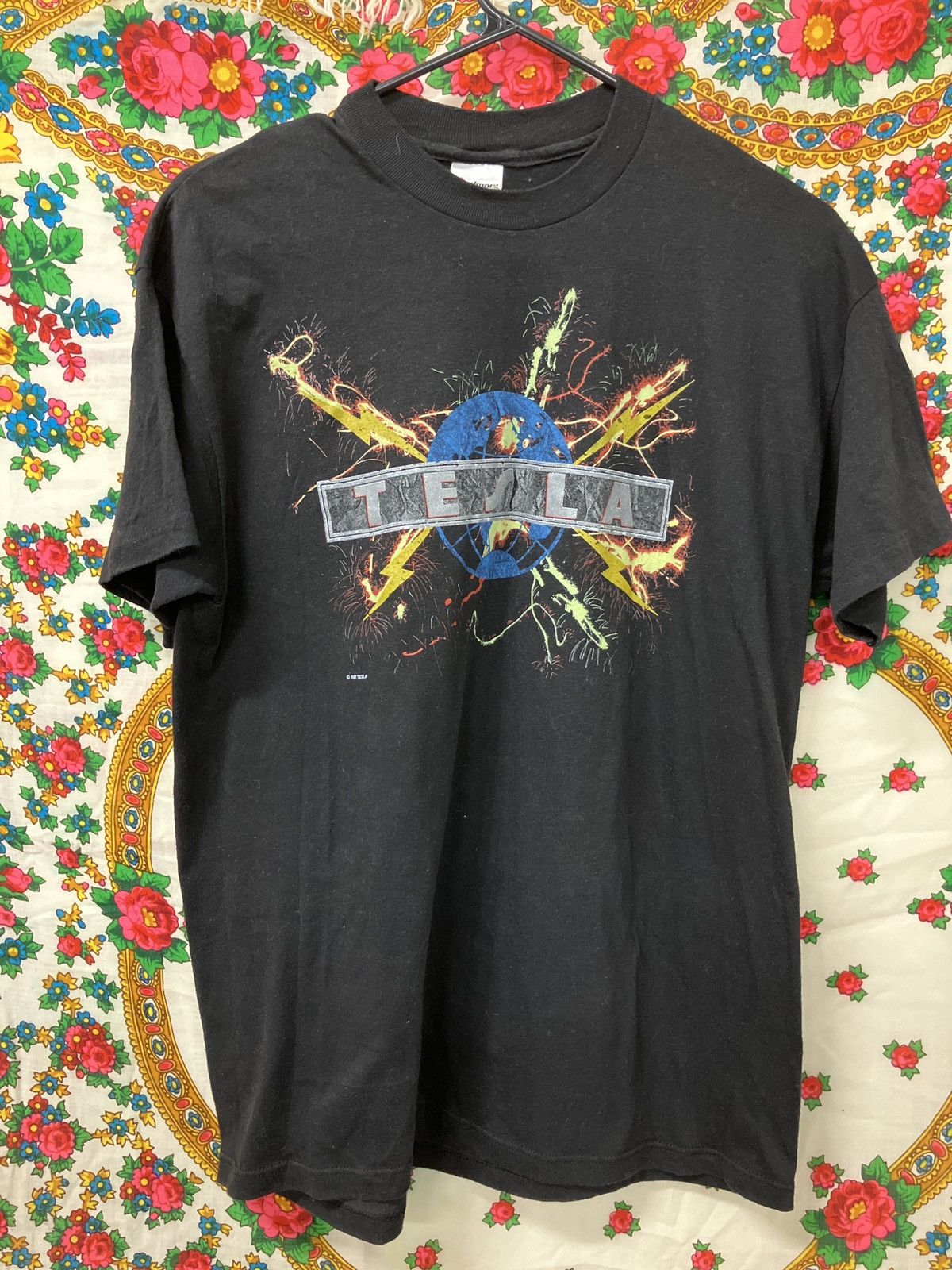 image of Band Tees x Vintage 1987 88 Tesla Resonance Tour Band Tee in Black, Men's (Size XL)