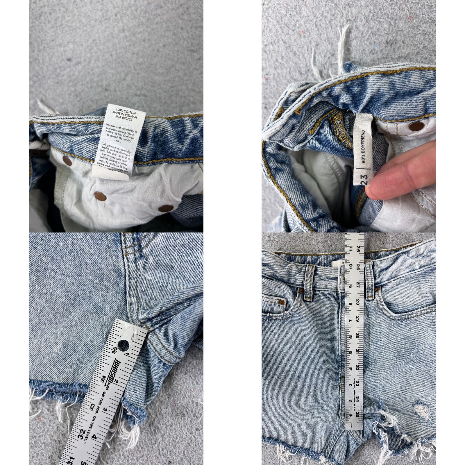 Pacsun VINTAGE Pacsun Shirt Womens Denim Short 23 Blue 100% Cotton 90s Boyfriend Cut-Off 27x1 Jeans Size 40" / US 18 - 8 Thumbnail