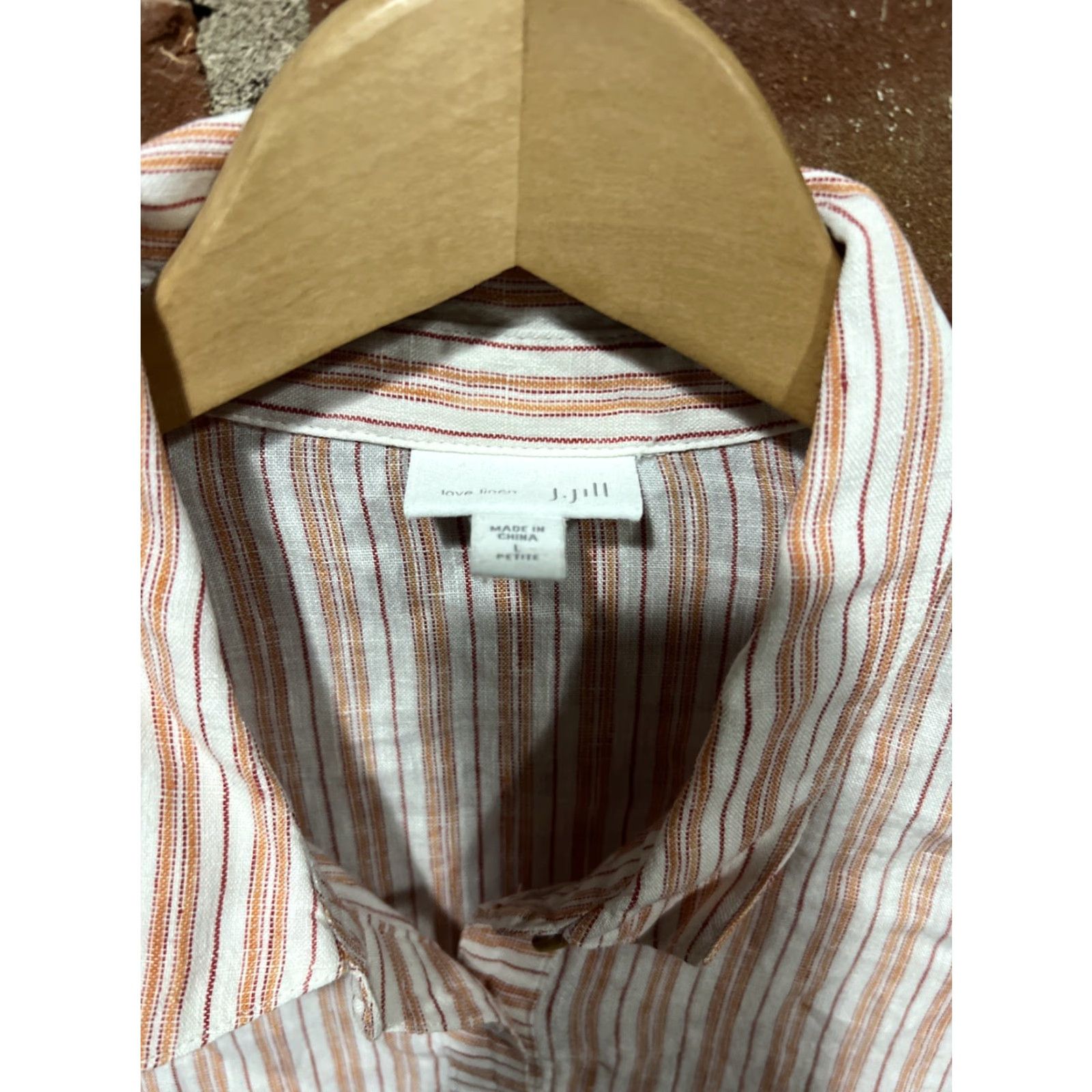 J. Jill J.Jill Love Linen White Striped Top Size L Casual Blouse Tunic Size L / US 10 / IT 46 - 2 Thumbnail