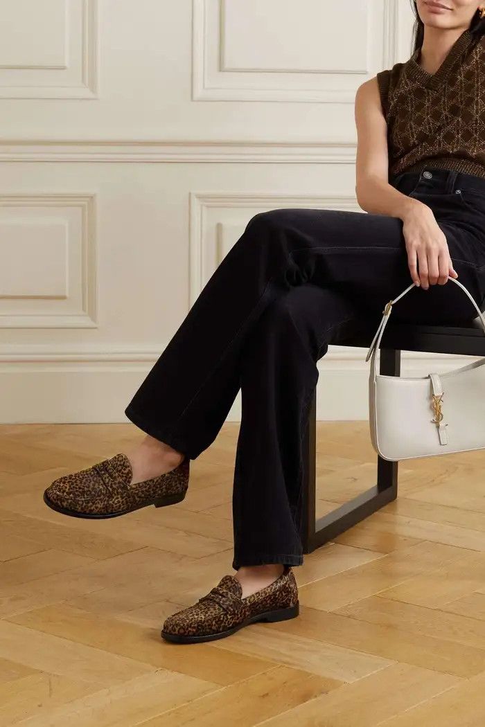 Saint Laurent Paris o1b1hav110824 Leopard Printed Penny Loafers in Brown Size US 7 / IT 37 - 6 Thumbnail