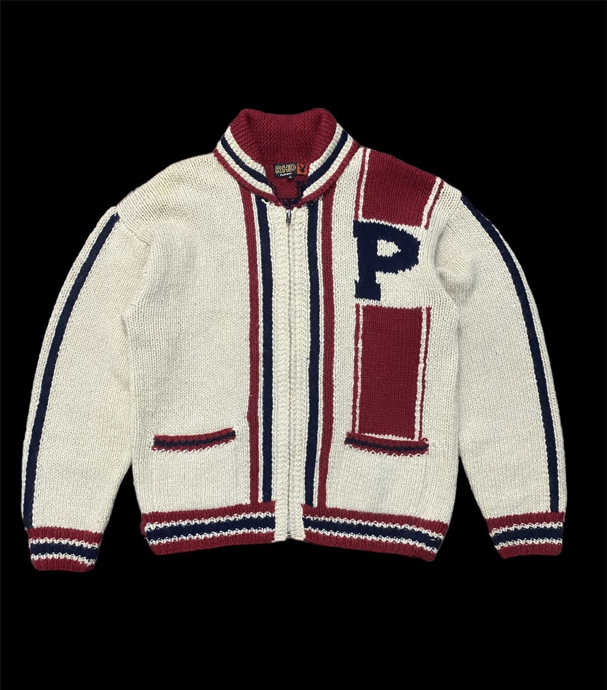 image of Playboy Rhd Knitwear Sweater Big Logo in Cream, Men's (Size Medium)