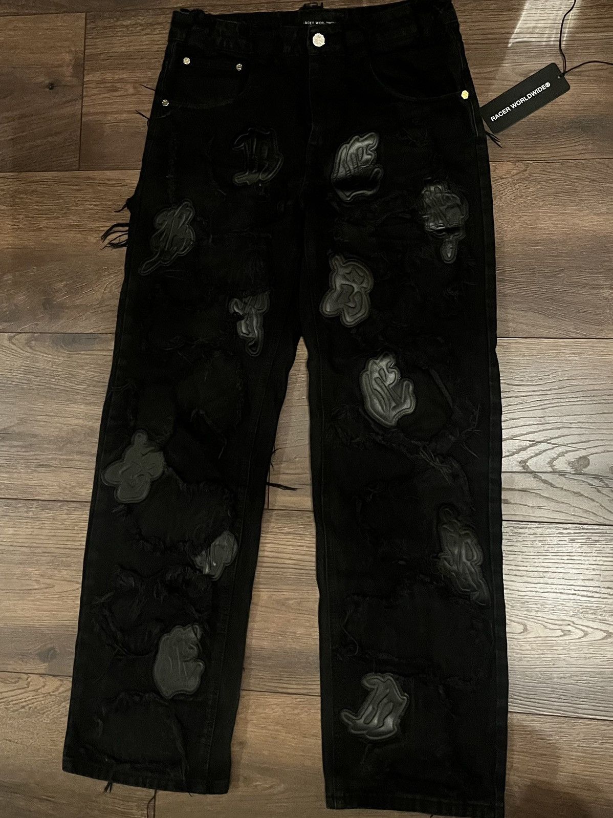 Racer Worldwide Racer Worldwide Patch Jeans Black Size US 30 / EU 46 - 2 Thumbnail