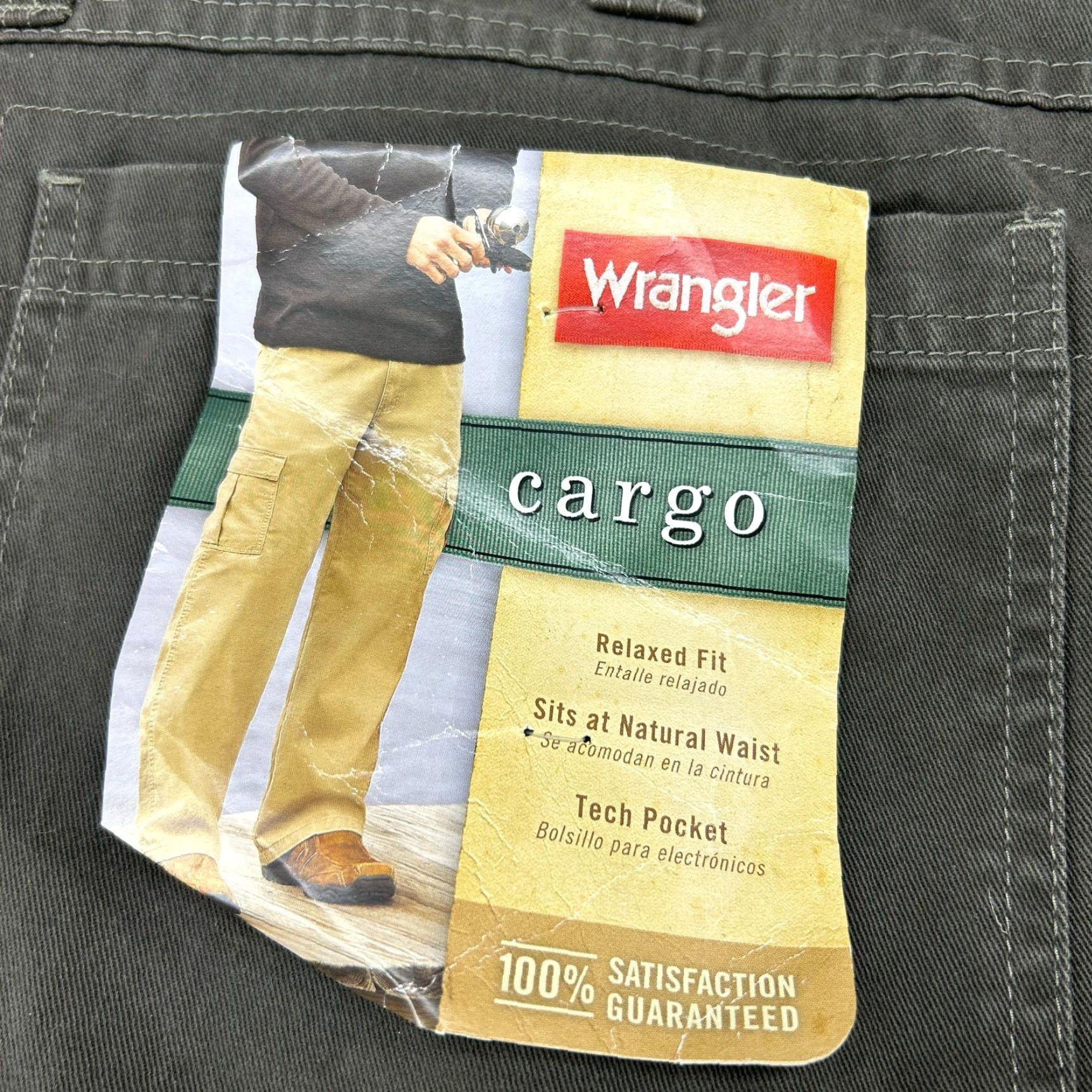 Wrangler Wrangler Pants Mens 38x30 Gray Cargo Canvas Relaxed Fit Workwear Cotton Stretch Pants Mens Regular 38 Gray Cargo Pocket Straight Inseam 30 Size US 38 / EU 54 - 7 Thumbnail