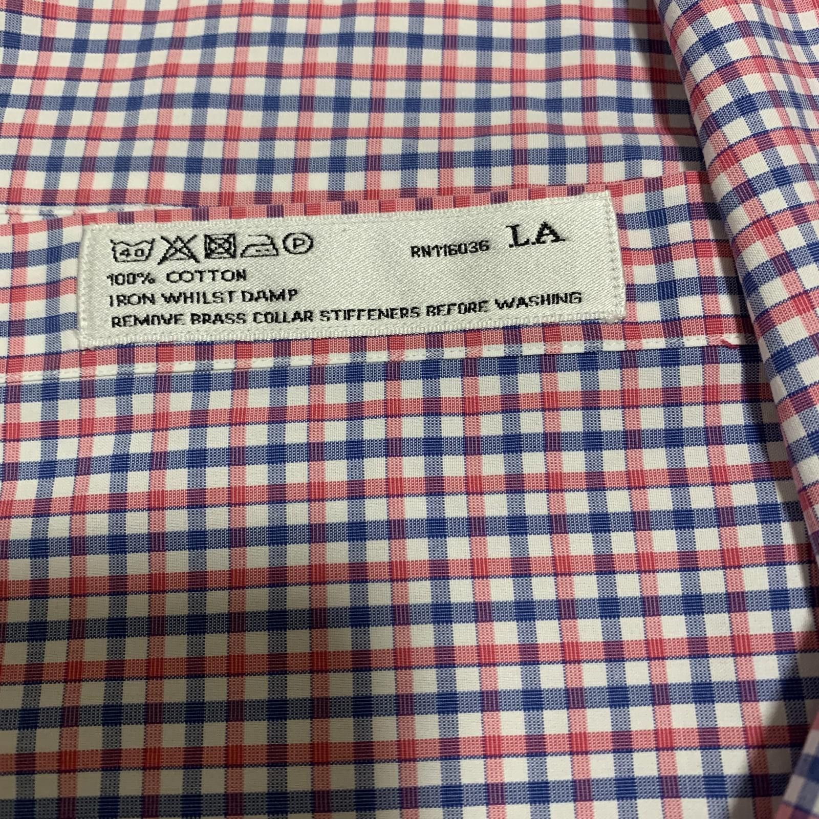 Charles Tyrwhitt Charles Tyrwhitt Slim Fit Men's 16/36 Red Blue Check Shirt Size 38R - 4 Thumbnail