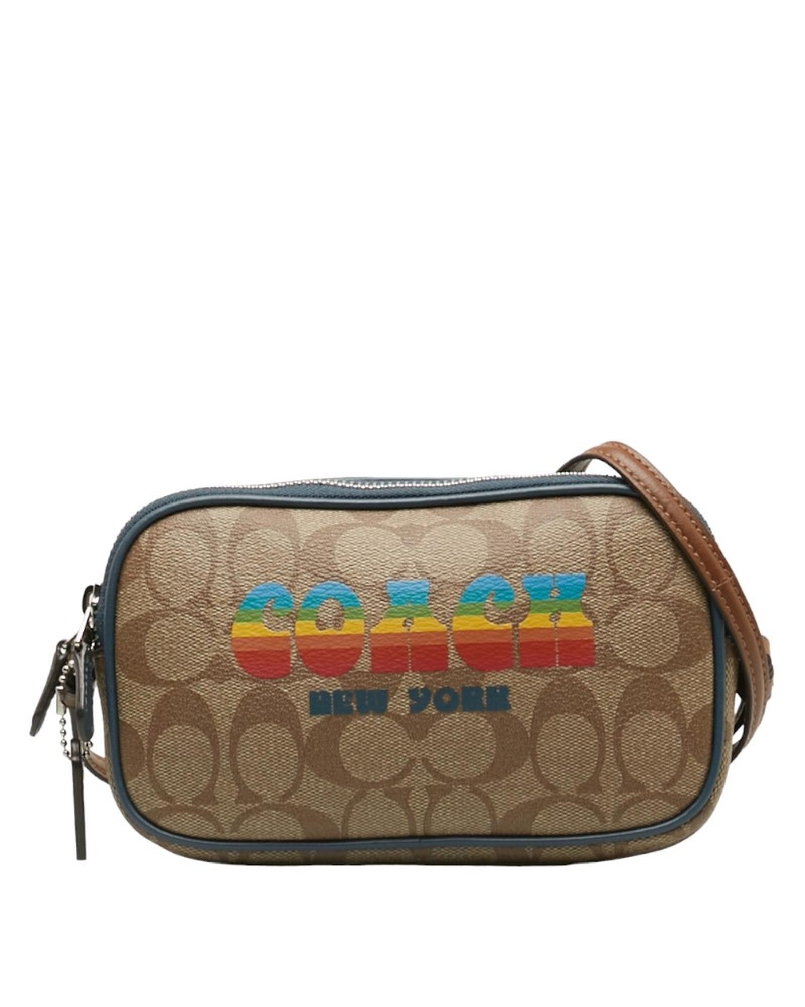 image of Coach Signature Rainbow Print Crossbody Bag In Brown, Women's