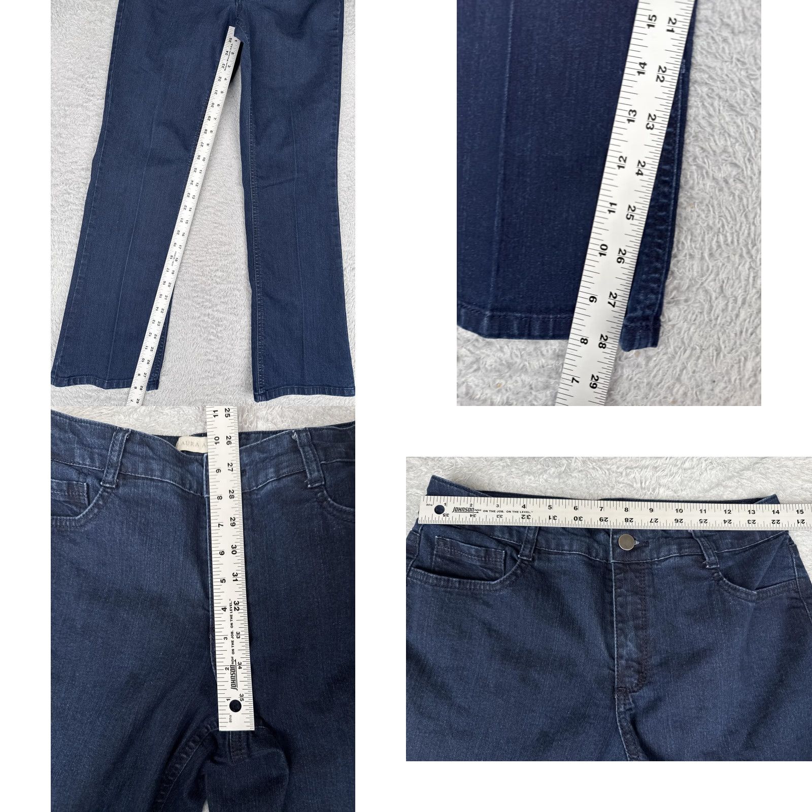 Laura Ashley VINTAGE? (No) Laura Ashley Jeans Womens 10P Petite Straight Denim 29x29 Blue Mid Rise Stretch Studded 5-Pocket Size 32" / US 10 / IT 46 - 8 Thumbnail