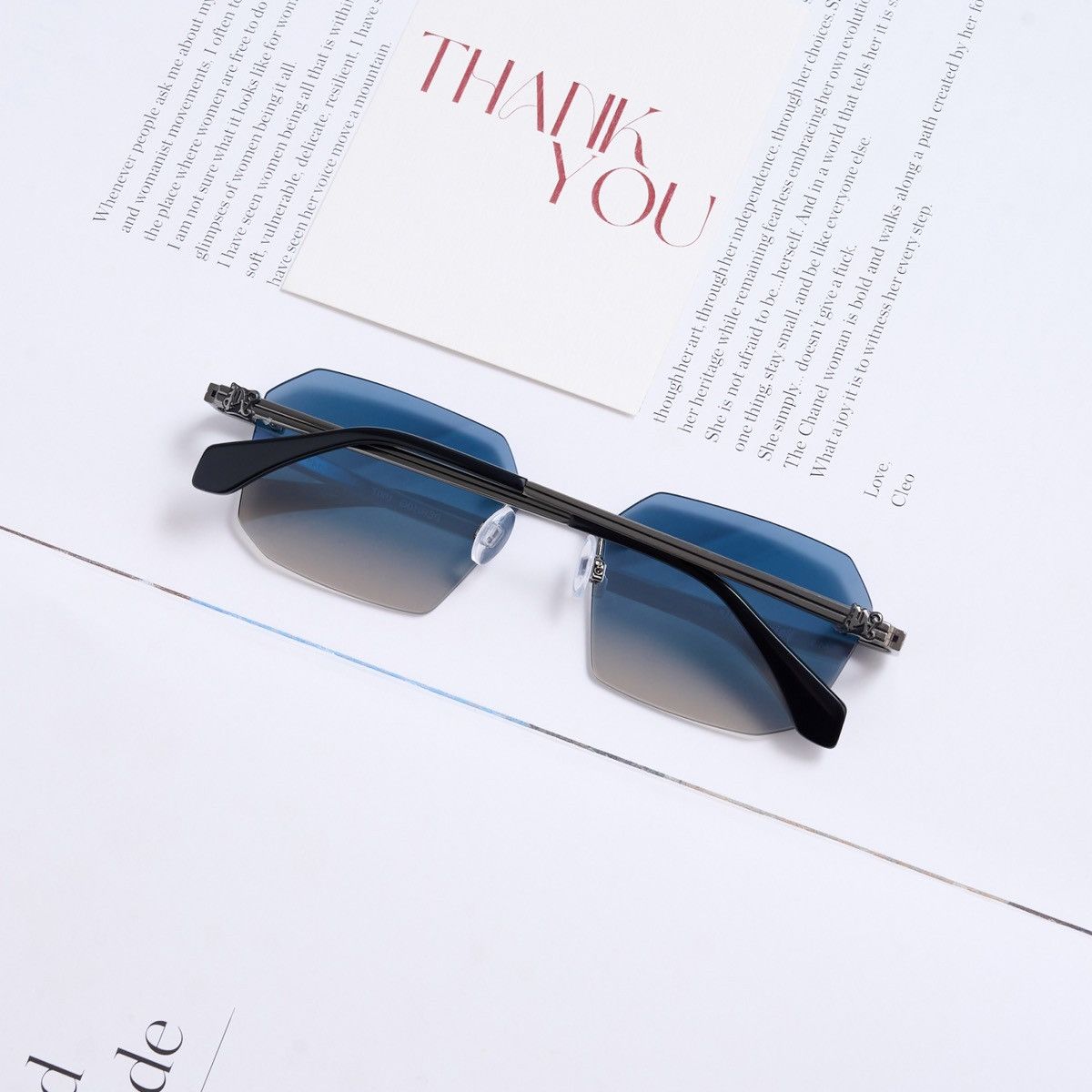 Palm Angels PALM ANGELS QUARTZ GUNMETAL BLUE GRADIENT SUNGLASSES Size ONE SIZE - 6 Thumbnail