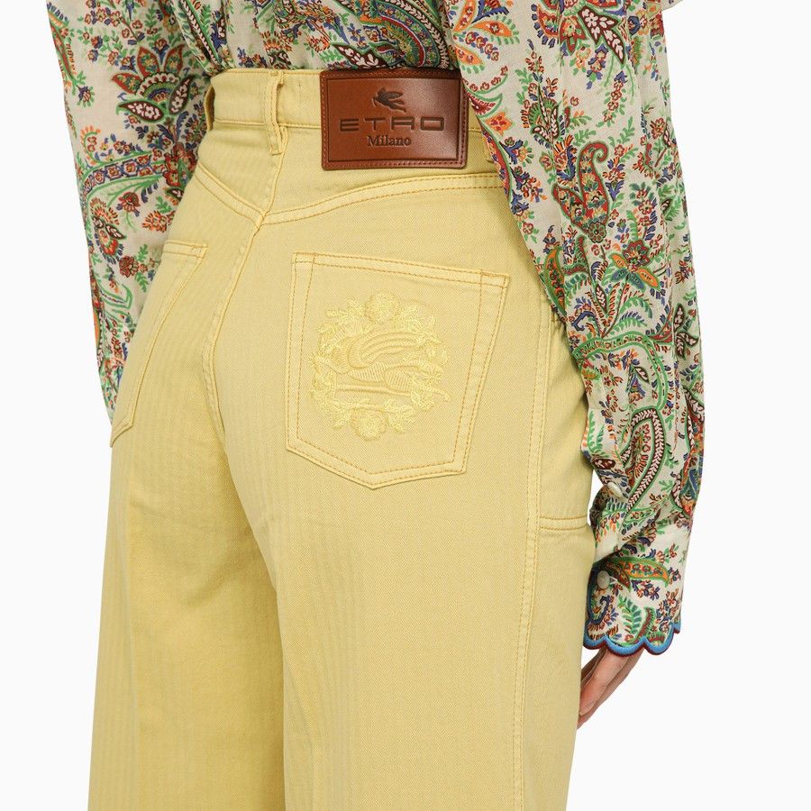 Etro o1d2blof0824 Denim Flared Trousers in Yellow Size 29" - 5 Thumbnail